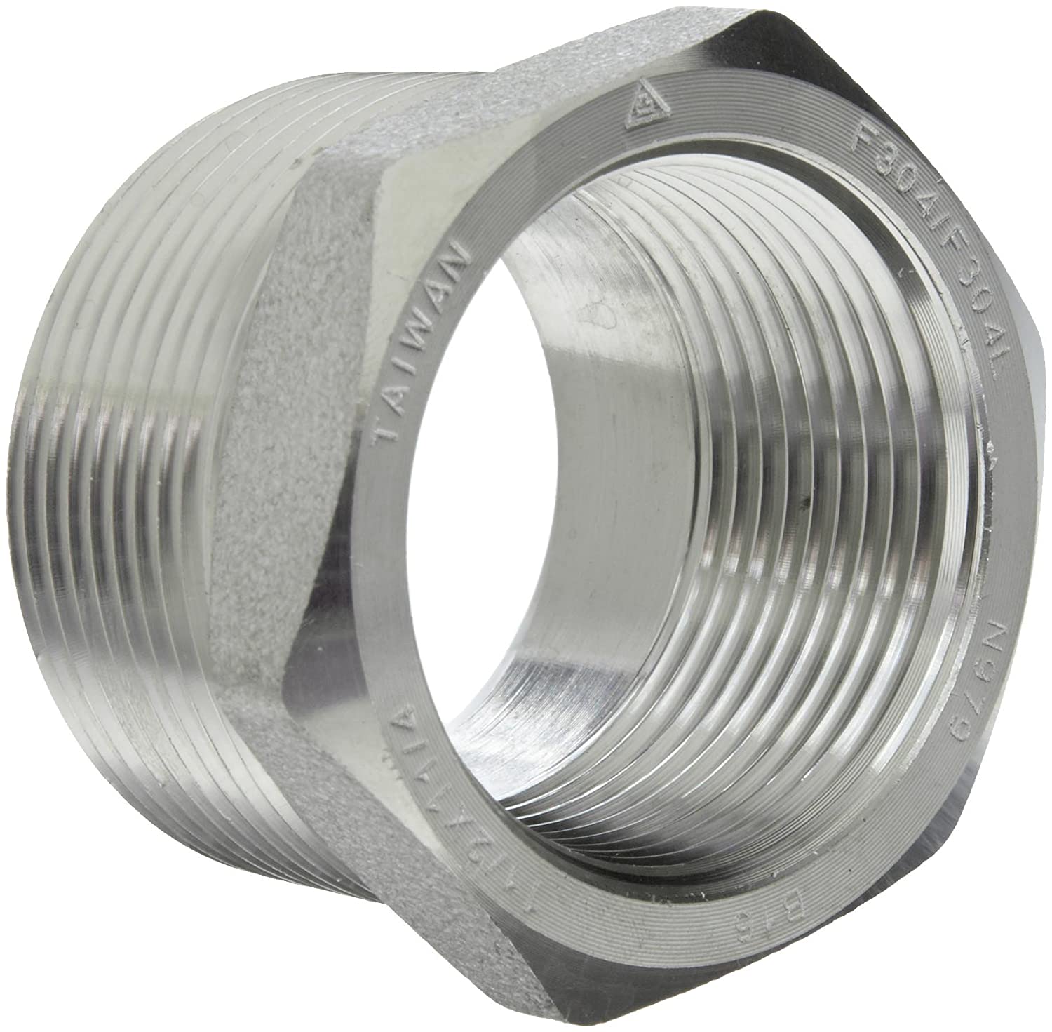 Merit Brass, 3414D-0402 - 1/4" x 1/8" Threaded Hex Head Bushing, 304/304L Stainless Steel