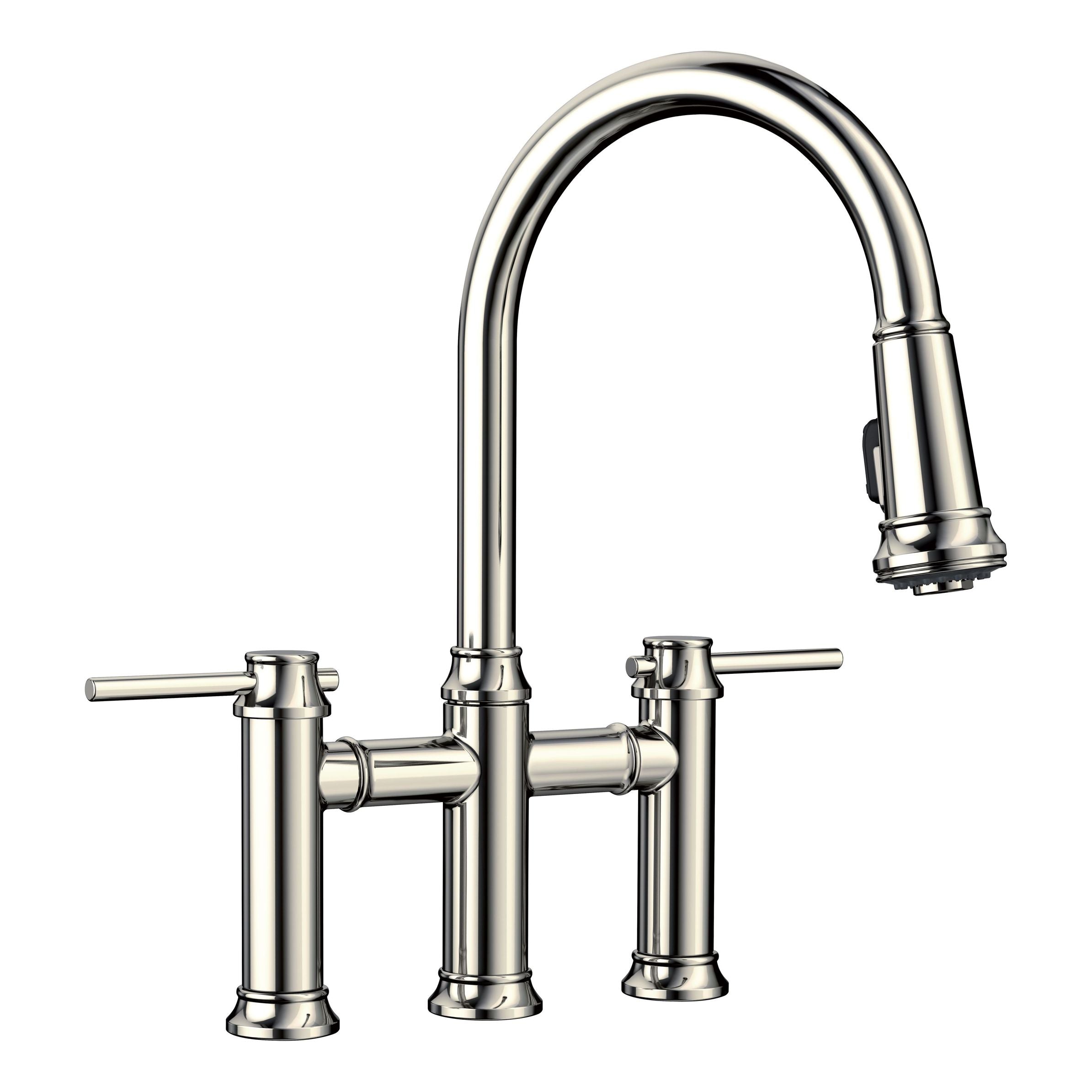 Blanco, Blanco 442506 Empressa 1.5 GPM Pull-Down Dual Spray Bridge Kitchen Faucet in Polished Nickel