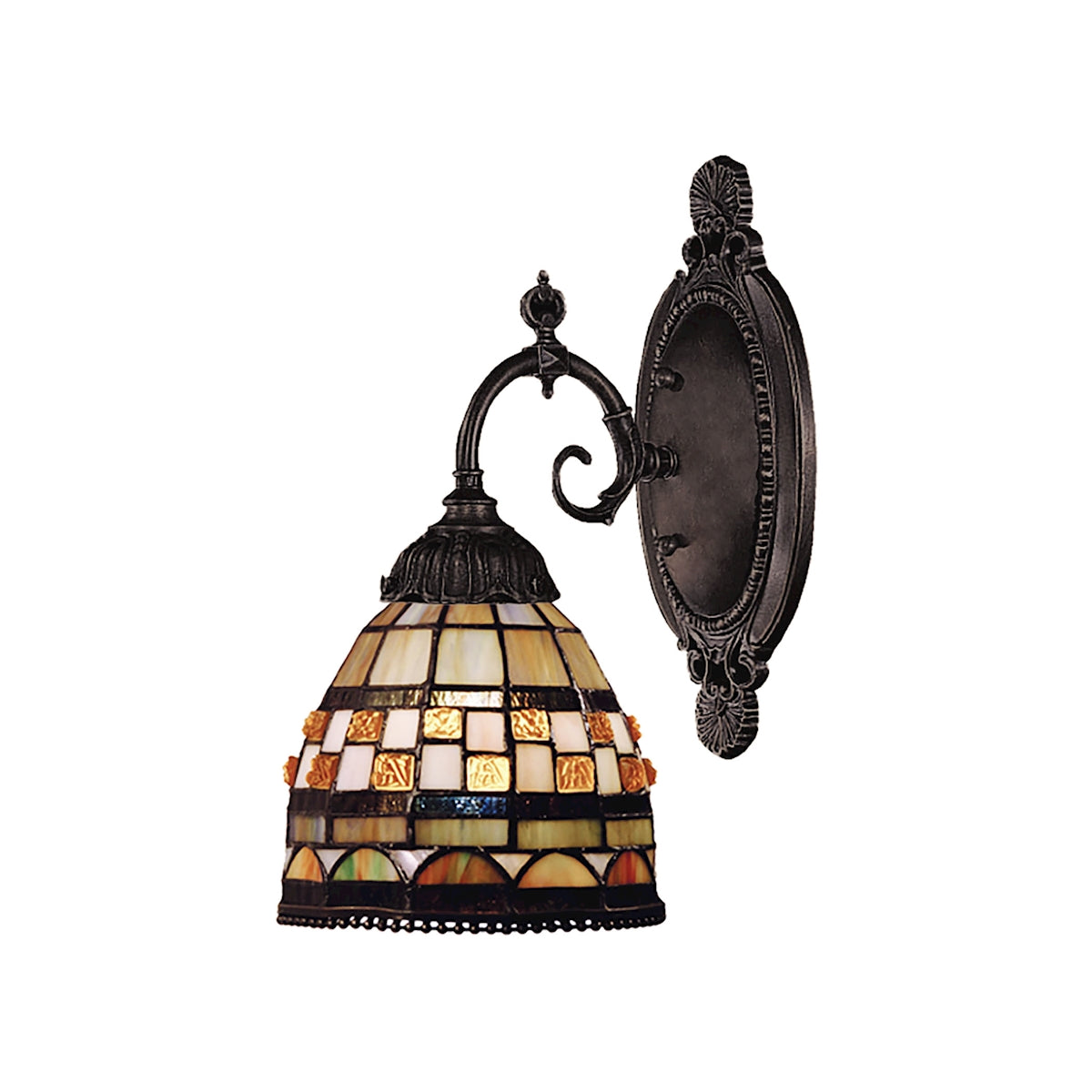 ELK Lighting, ELK Lighting 071-TB-10 - Jewelstone 5" Wide 1-Light Wall Lamp in Tiffany Bronze with Tiffany Style Glass