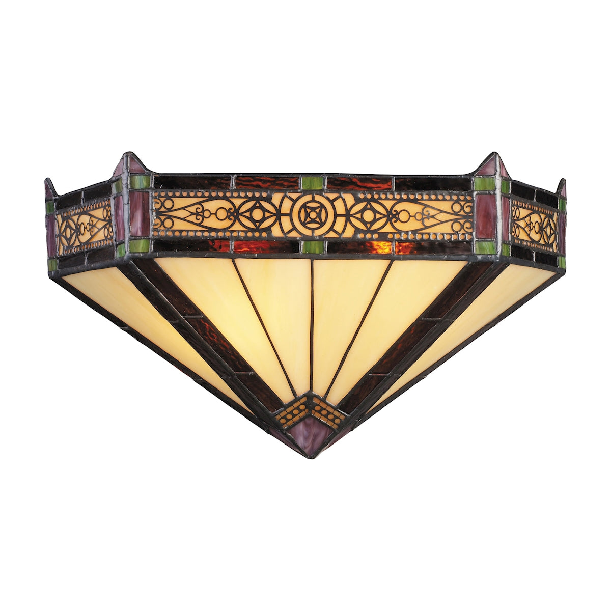 ELK Lighting, ELK Lighting 08030-AB - Filigree 14" Wide 2-Light Sconce in Aged Bronze with Tiffany Style Glass