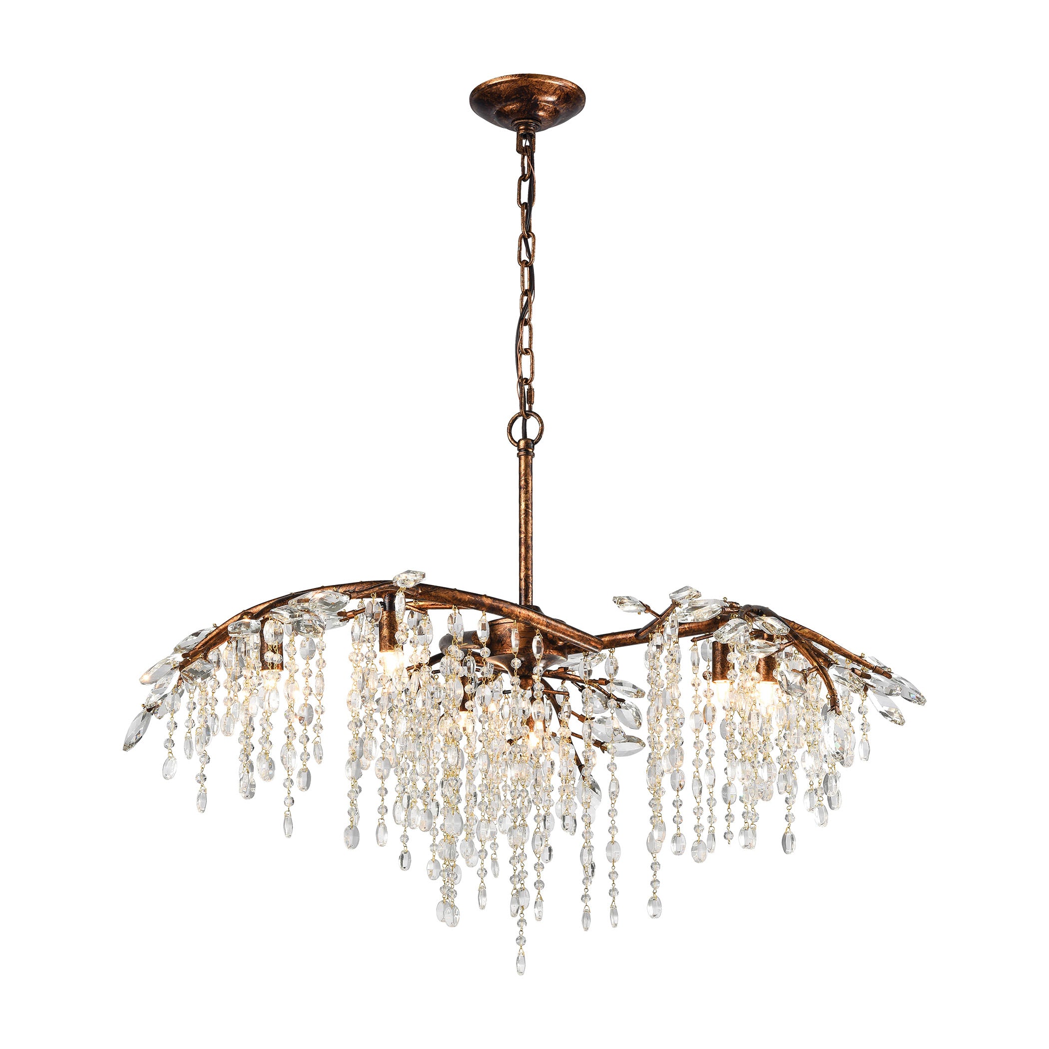 ELK Lighting, ELK Lighting 11901/6 - Elia 27" 6-Light Chandelier in Spanish Bronze with Clear Crystal