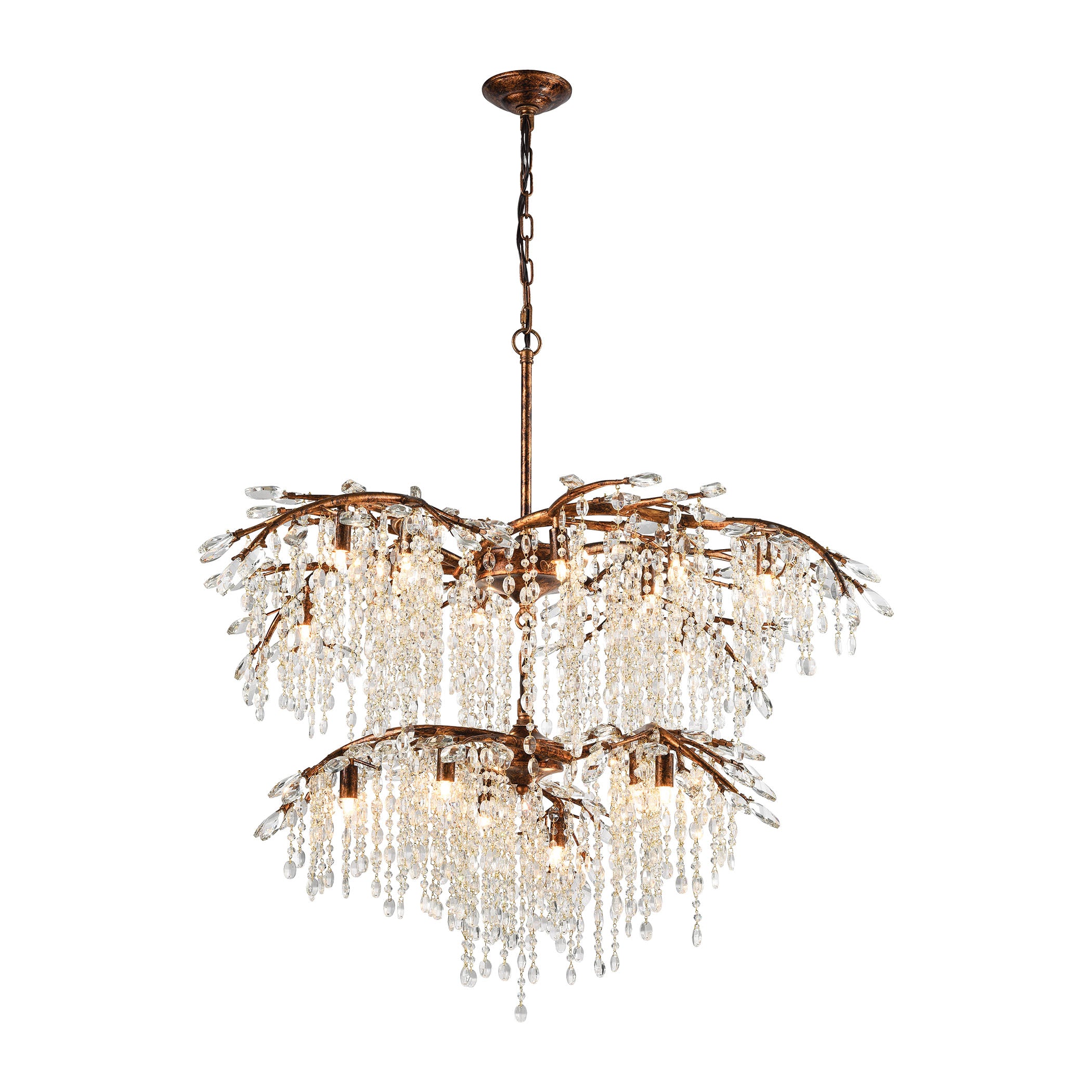 ELK Lighting, ELK Lighting 11902/12+6 - Elia 30" 18-Light Chandelier in Spanish Bronze with Clear Crystal