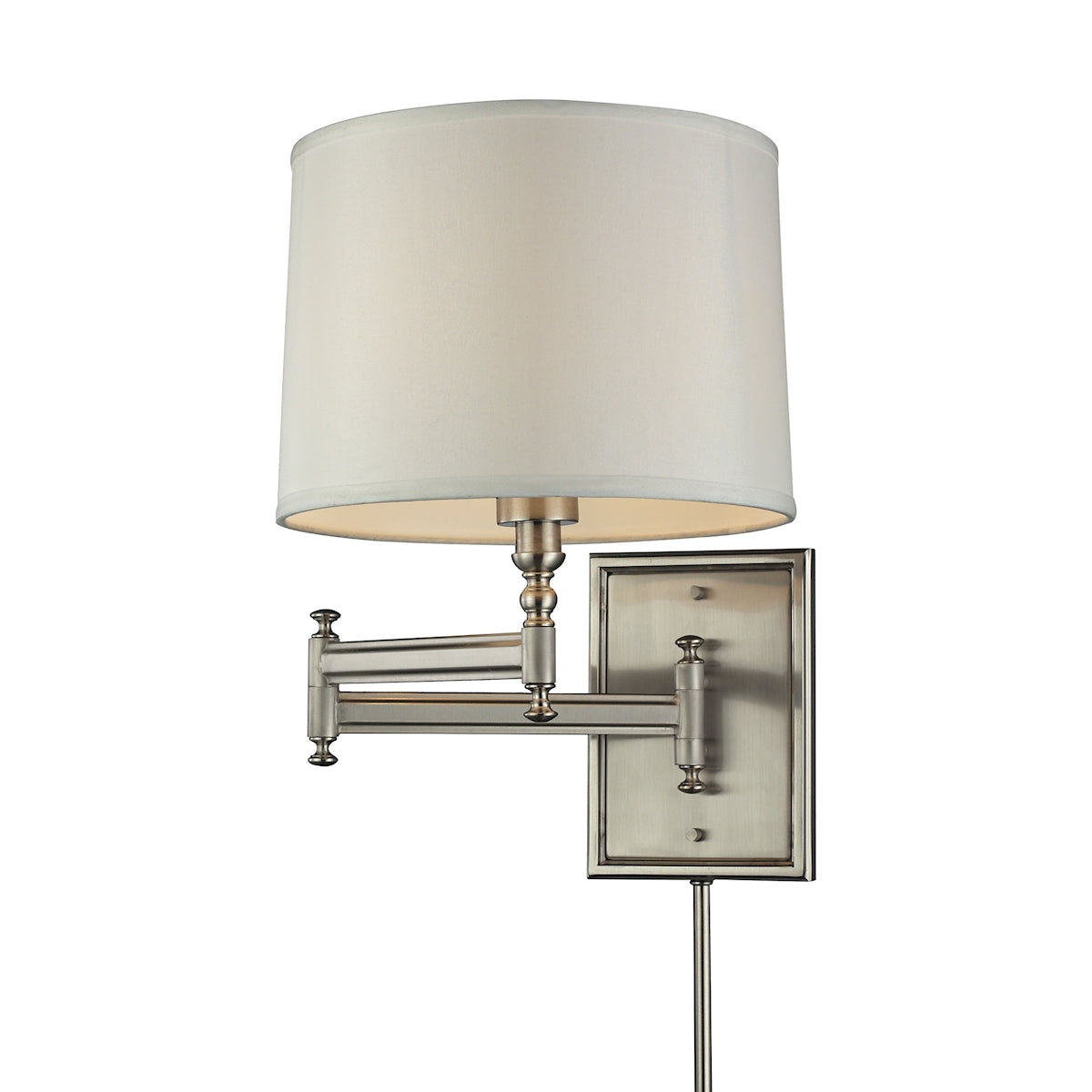 ELK Lighting, ELK Lighting 31530/1 - Swingarms 11" Wide 1-Light Swingarm Wall Lamp in Brushed Nickel with White Fa