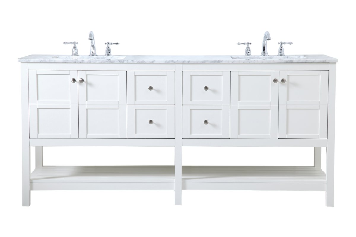 Elegant Decor, Elegant Decor VF16572DWH 72" Double Bathroom Vanity in White