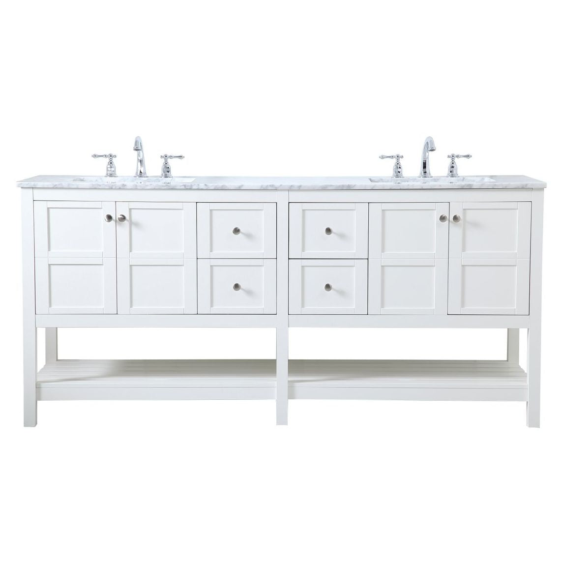 Elegant Decor, Elegant Decor VF16572DWH 72" Double Bathroom Vanity in White