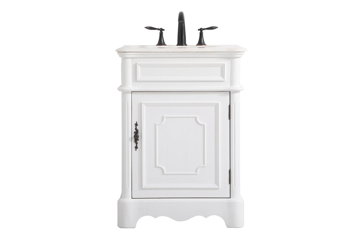 Elegant Decor, Elegant Decor VF30424AW 24" Single Bathroom Vanity in Antique White