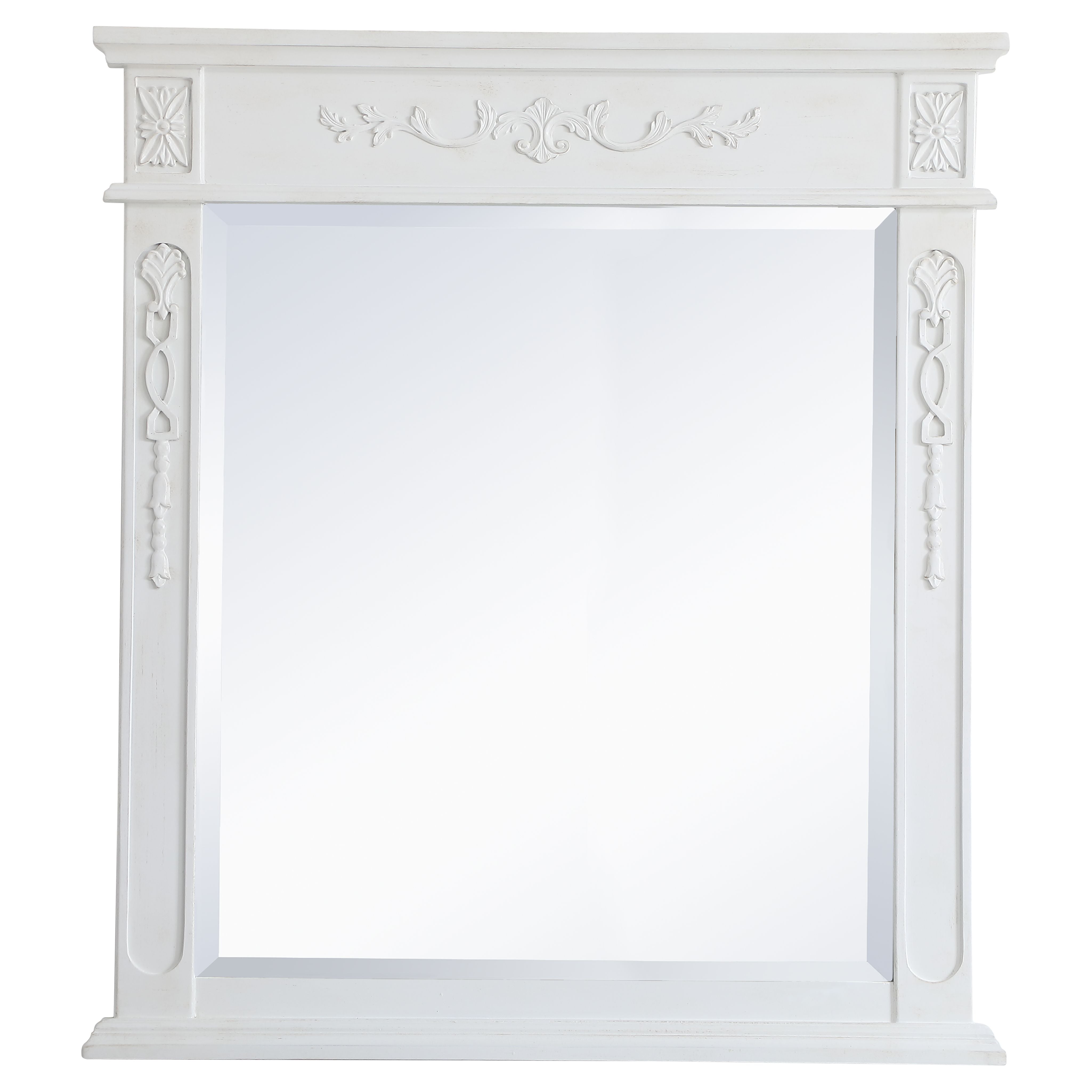 Elegant Decor, Elegant Decor VM13236AW Danville 32" x 36" Wood Framed Decorative Mirror in Antique White