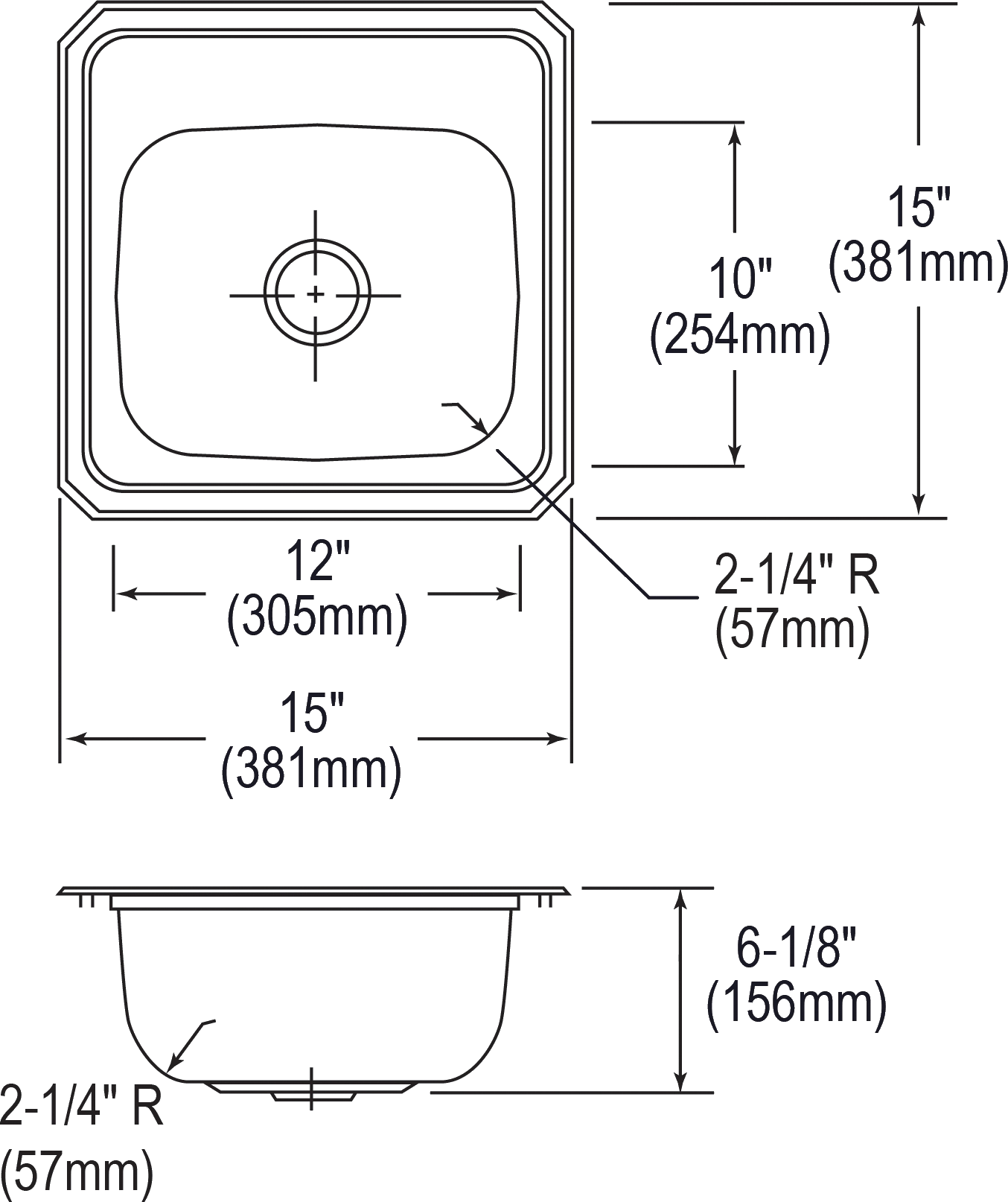 Elkay, Elkay BCR151 - Celebrity Stainless Steel 15" x 15" x 6-1/8", Single Bowl Drop-in Bar Sink