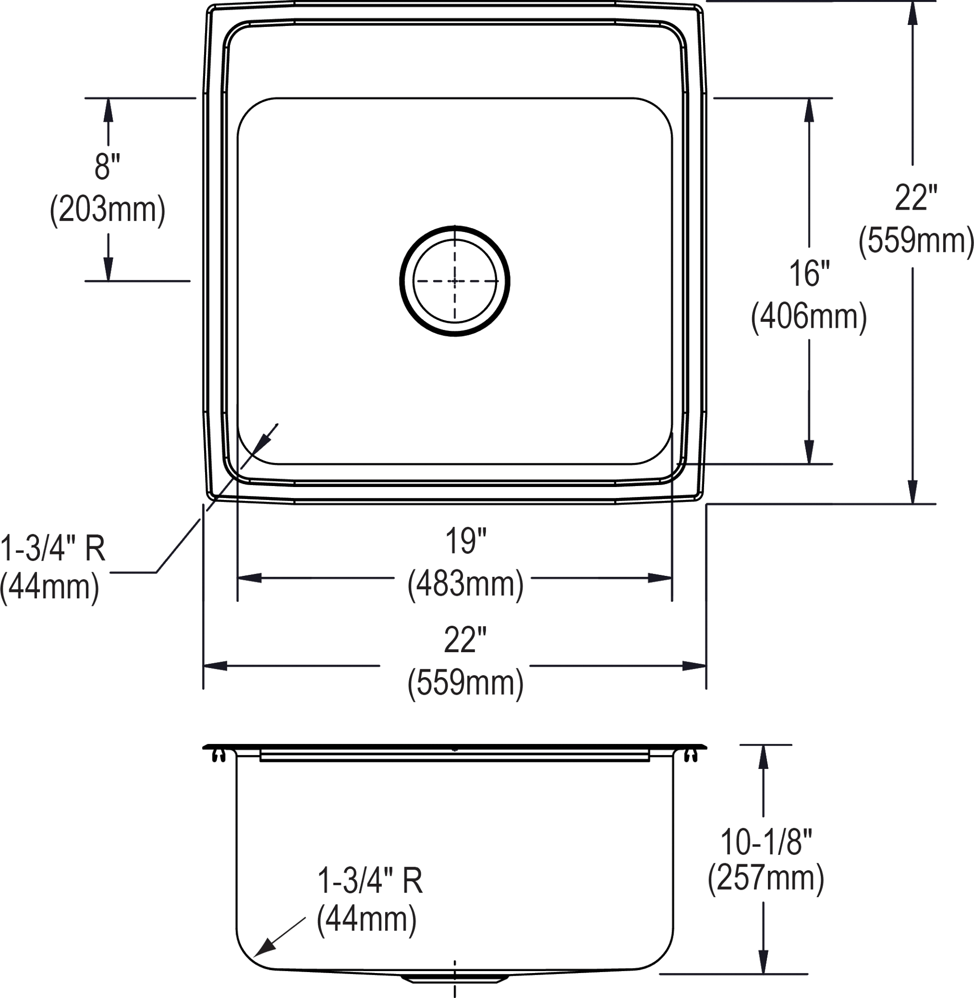 Elkay, Elkay DLR2222103 - Elkay Lustertone Classic Stainless Steel 22" x 22" x 10-1/8", Single Bowl Drop-in