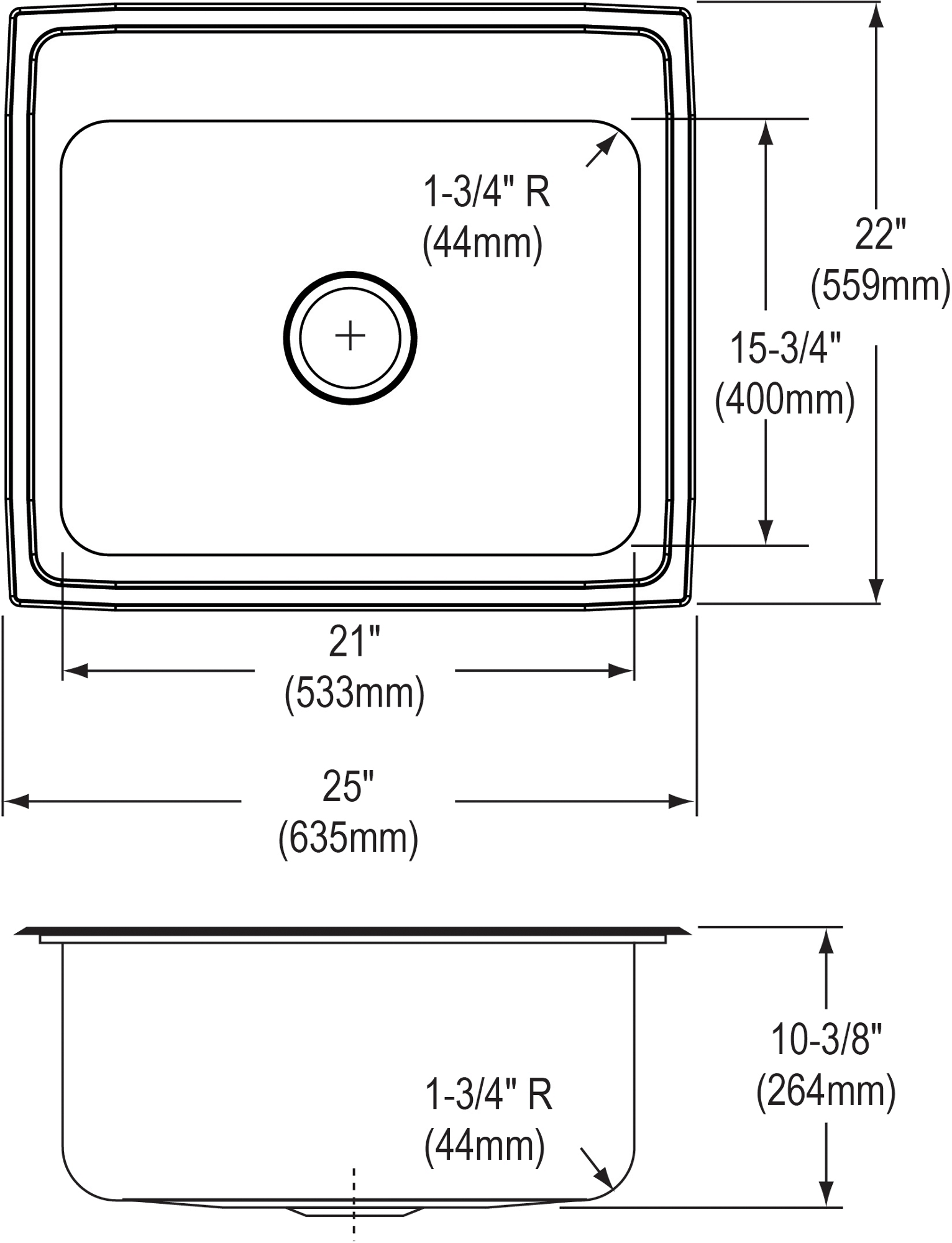 Elkay, Elkay DLR2522103 - Elkay Lustertone Classic Stainless Steel 25" x 22" x 10-3/8", Single Bowl Drop-in
