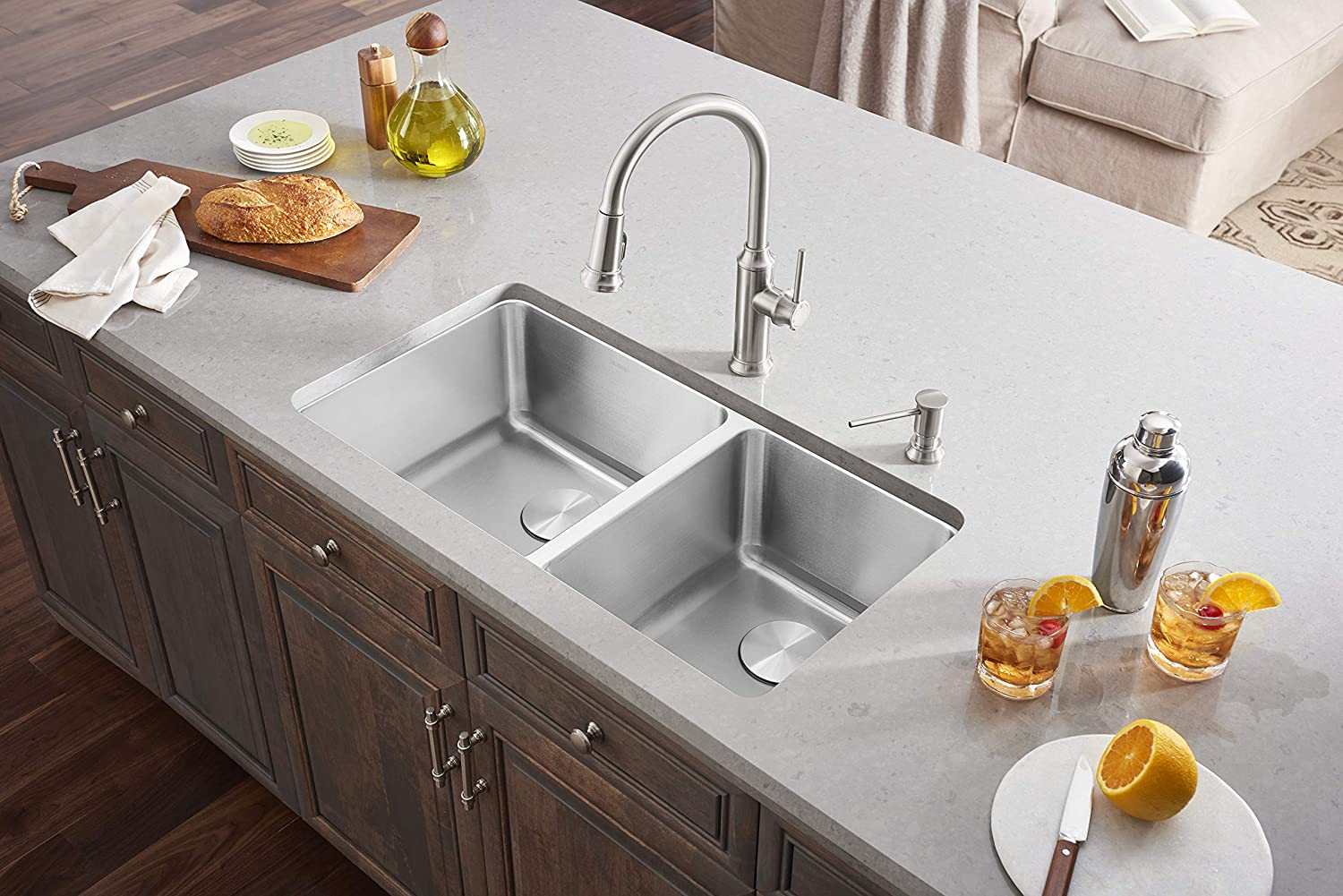 Blanco, Empressa High Arc Pull-Down Dual Spray Kitchen Faucet 1.5 gpm - Stainless