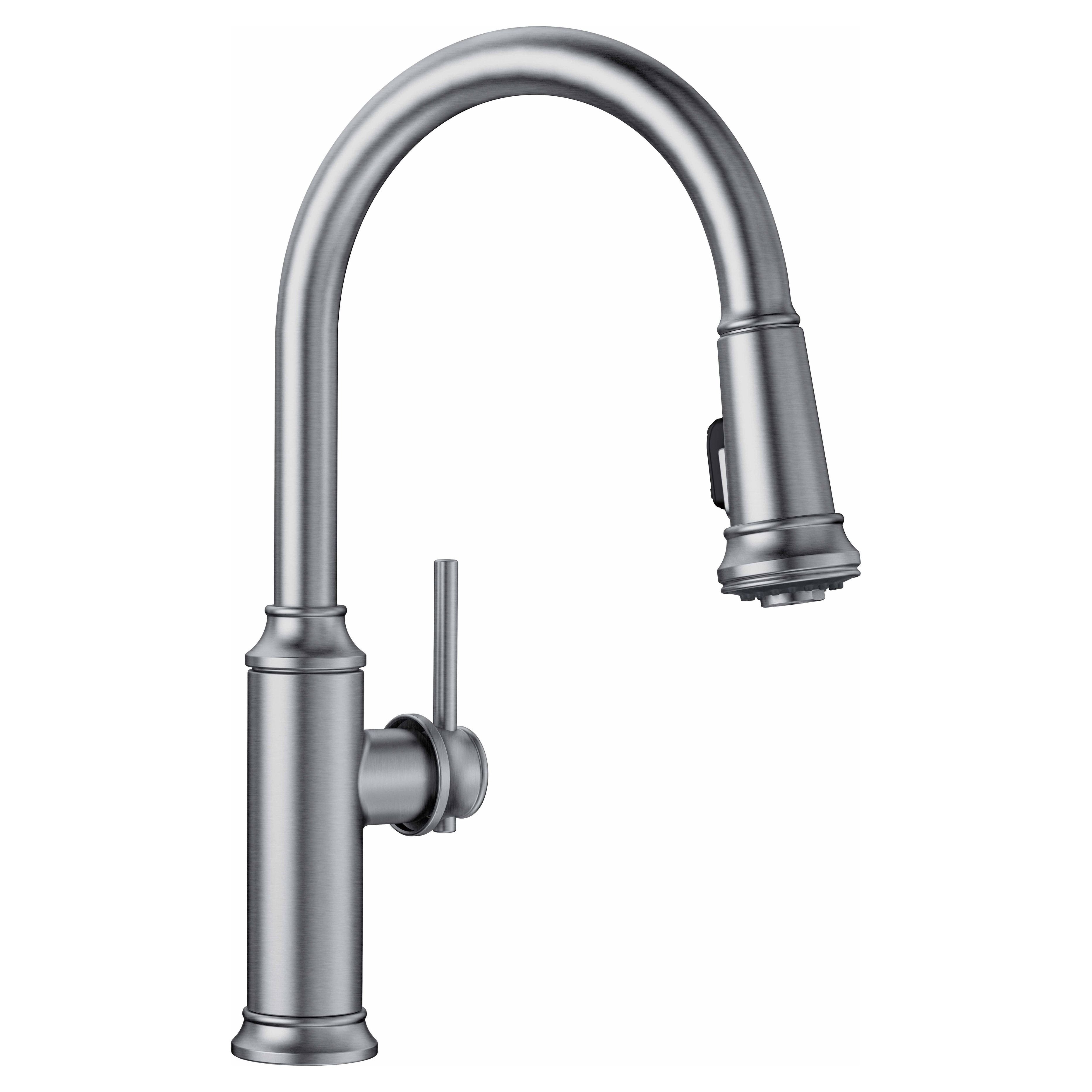 Blanco, Empressa High Arc Pull-Down Dual Spray Kitchen Faucet 1.5 gpm - Stainless