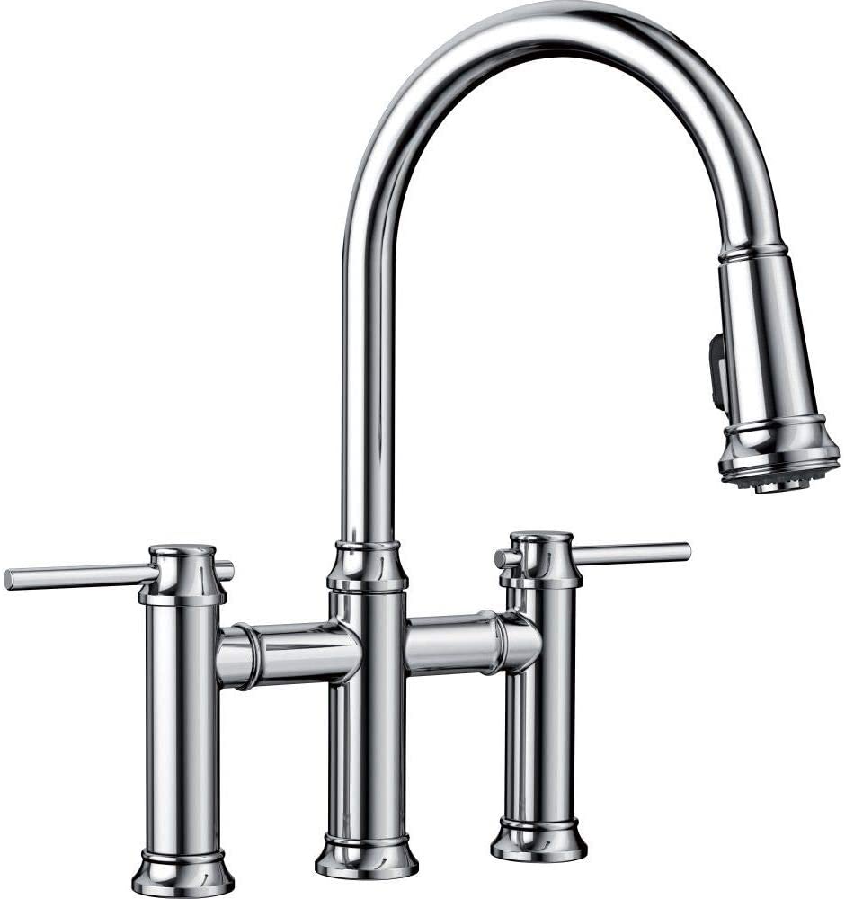 Blanco, Empressa Pull-Down Dual Spray Bridge Kitchen Faucet 1.5 gpm - Chrome