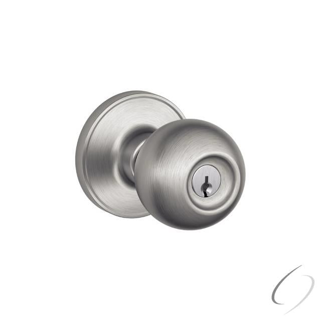 Schlage, Entry Lock Corona Knob with C Keyway; 16255 Latch and 10101 Strike Satin Stainless Steel Finish