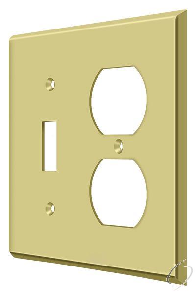 Deltana, SWP4762U3 Switch Plate; Single Switch/Double Outlet; Bright Brass Finish