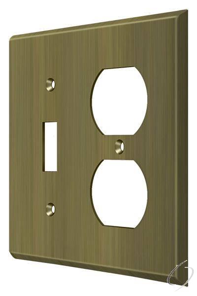 Deltana, SWP4762U5 Switch Plate; Single Switch/Double Outlet; Antique Brass Finish