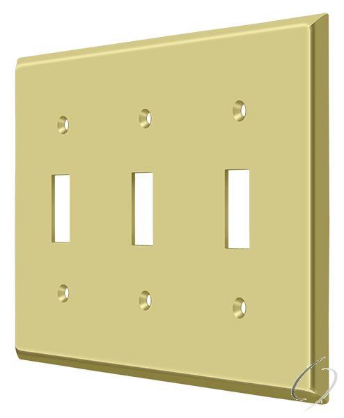 Deltana, SWP4763U3 Switch Plate; Triple Standard; Bright Brass Finish