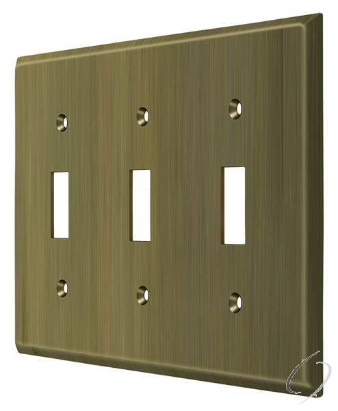 Deltana, SWP4763U5 Switch Plate; Triple Standard; Antique Brass Finish