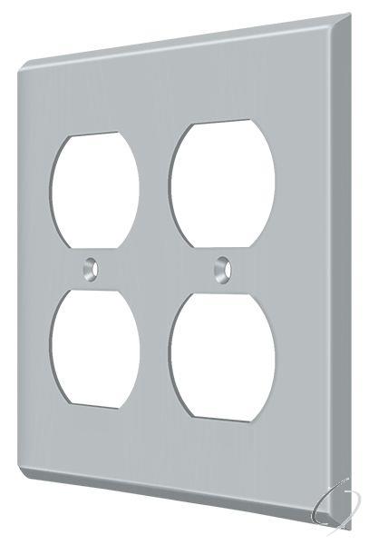 Deltana, SWP4771U26D Switch Plate; Quadruple Outlet; Satin Chrome Finish