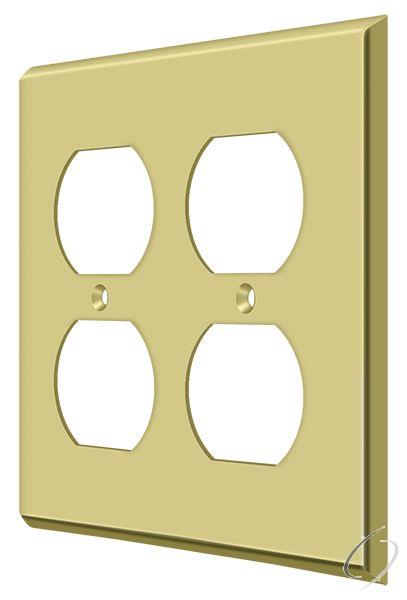 Deltana, SWP4771U3 Switch Plate; Quadruple Outlet; Bright Brass Finish