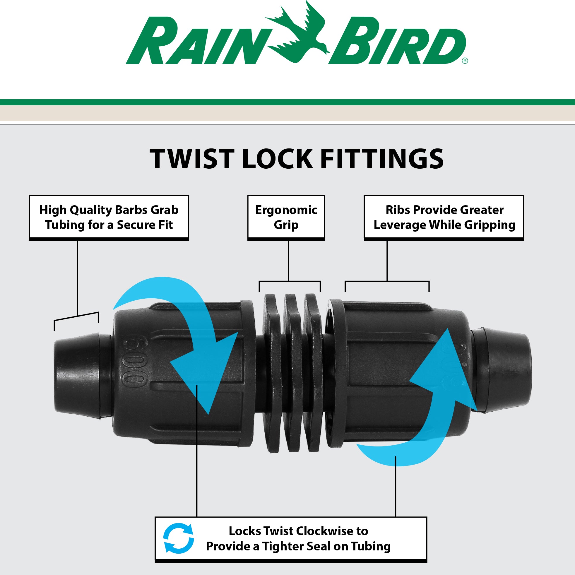 Rain Bird, TLF-CUPL-0600 - 600 Series 1/2" Twist Lock Coupling