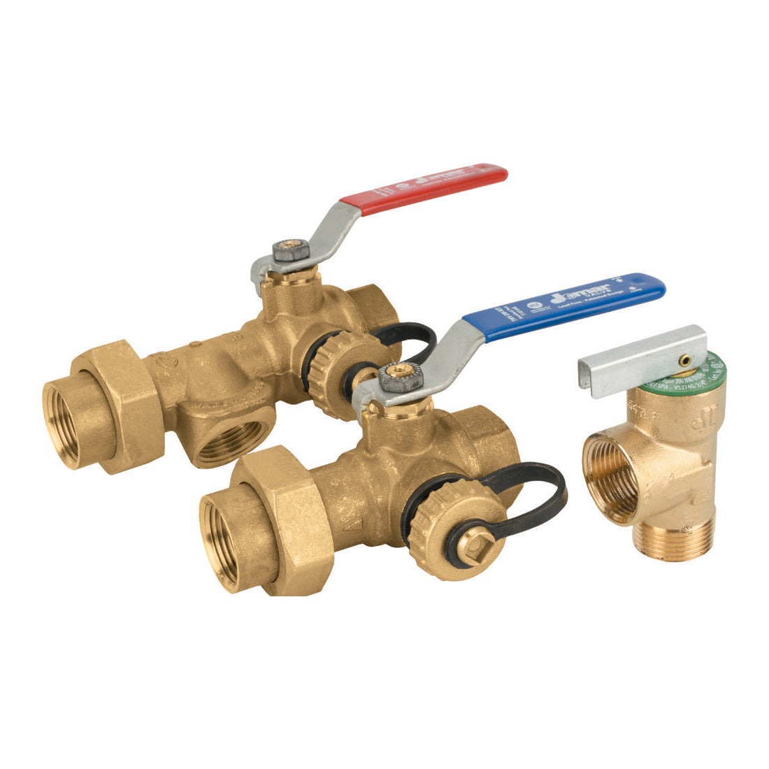 Jomar, Tankless Water Heater Valve Kit - Lead Free Brass Ball Valve, 3-Way Ball - 3/4" Sweat