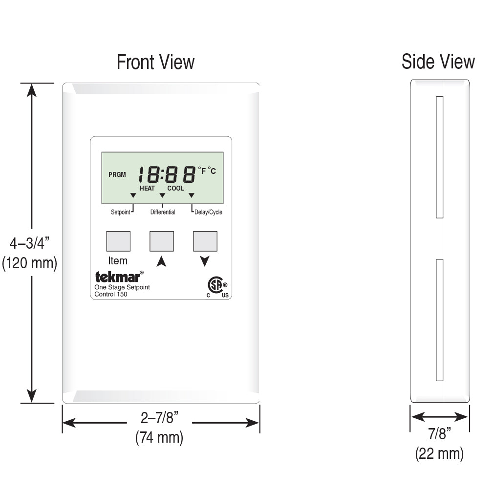 Tekmar, Tekmar 150 - One Stage Setpoint Control