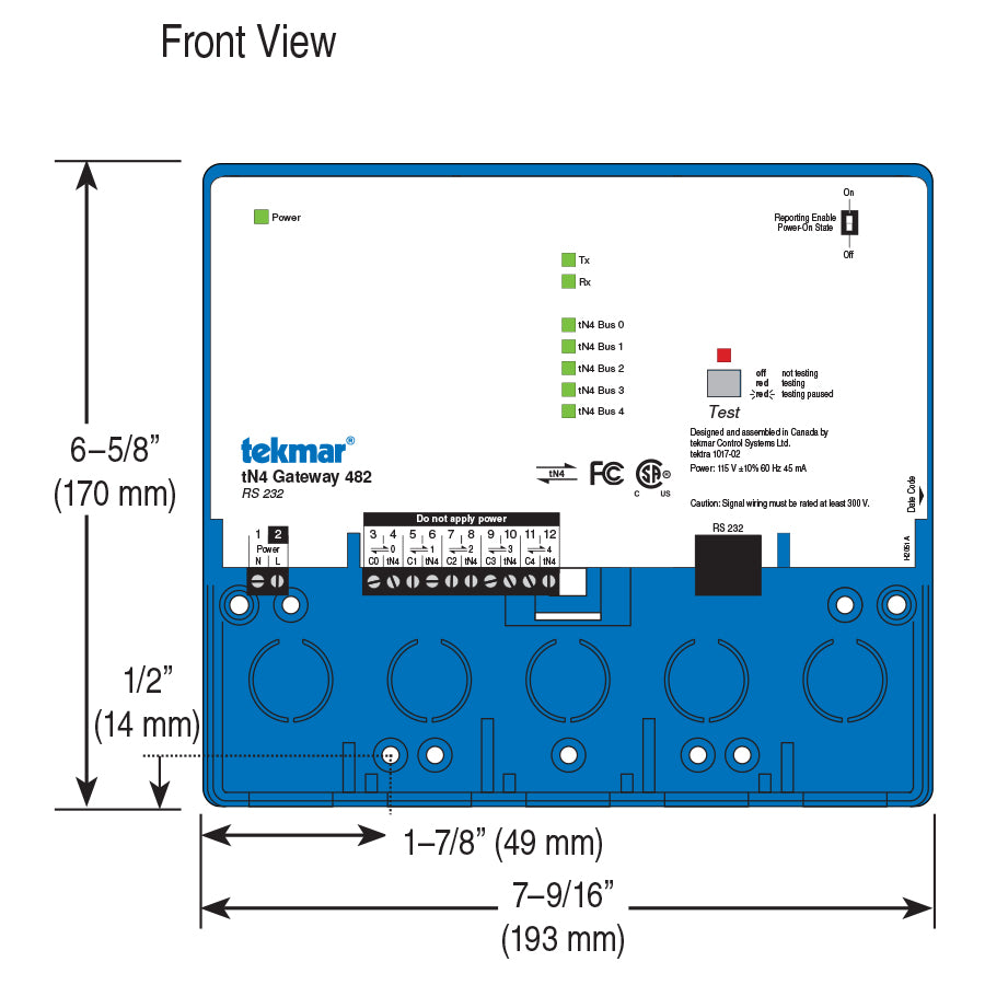 Tekmar, Tekmar 482 - tekmarNet 4 Gateway 482, RS 232