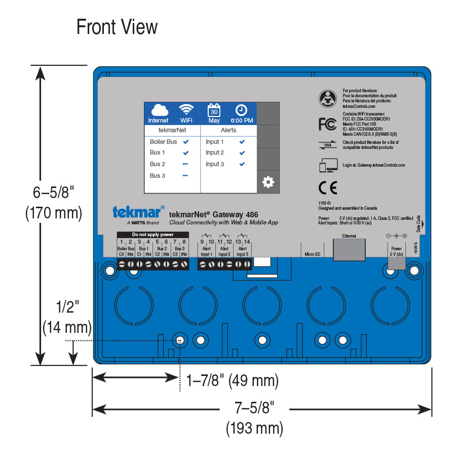 Tekmar, Tekmar 486 - tekmarNet Gateway, Cloud Connectivity with Web and Mobile App