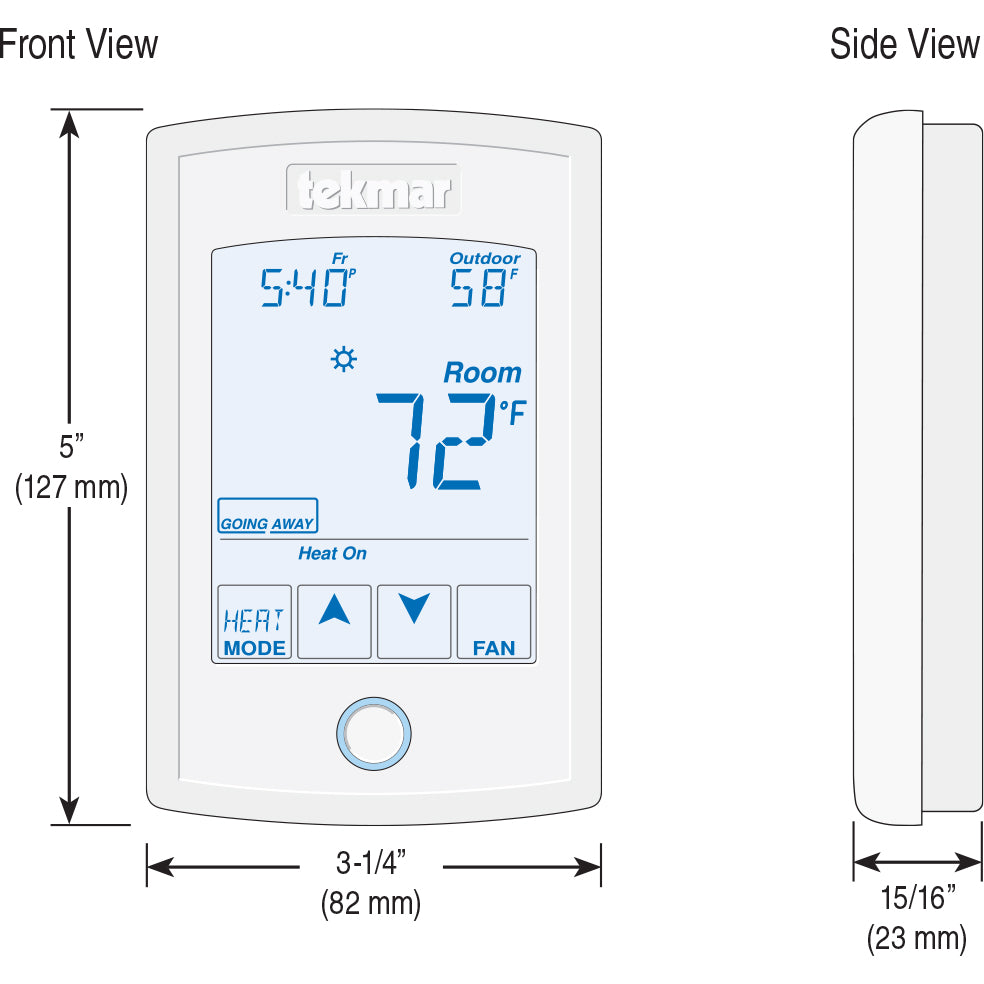 Tekmar, Tekmar 553 - tekmarNet Thermostat, Two Stage Heat, One Stage Cool, Fan