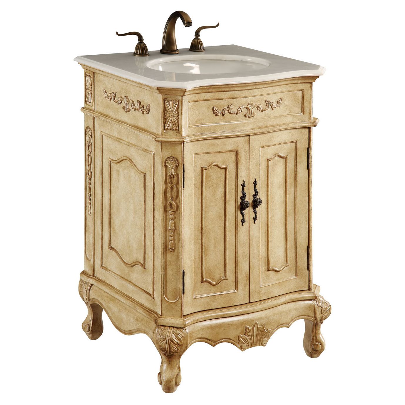 Elegant Decor, VF-1001 24" Single Bathroom Vanity Set in Antique Beige