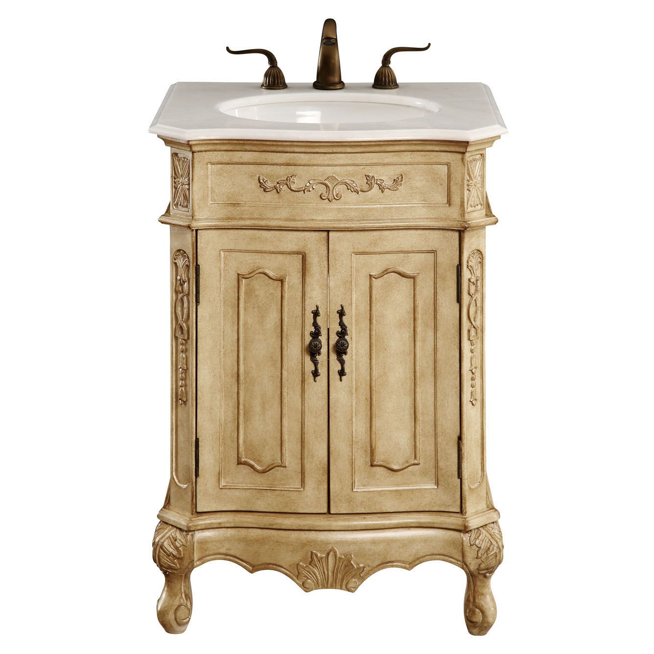 Elegant Decor, VF-1001 24" Single Bathroom Vanity Set in Antique Beige