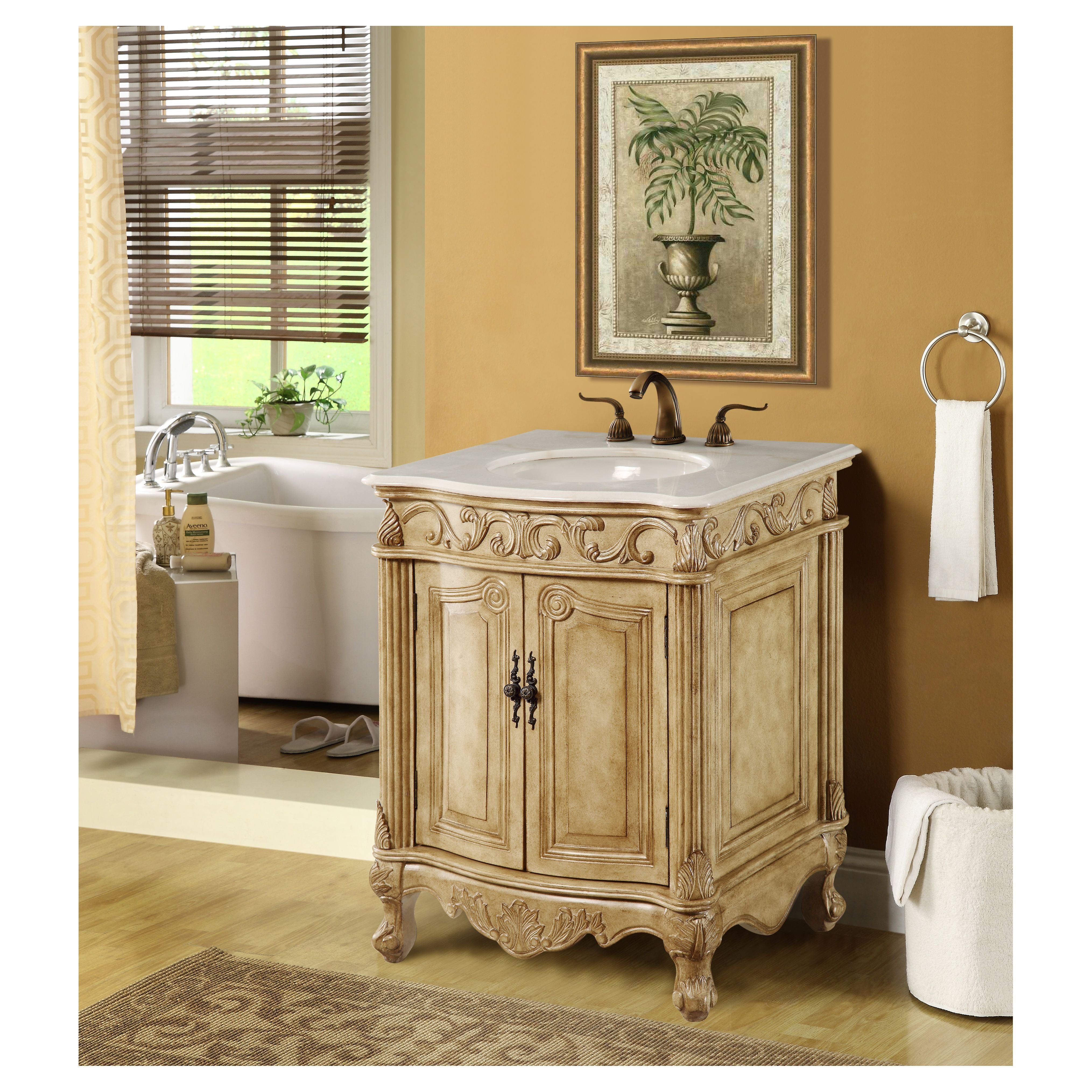 Elegant Decor, VF-1002 27" Single Bathroom Vanity Set in Antique Beige