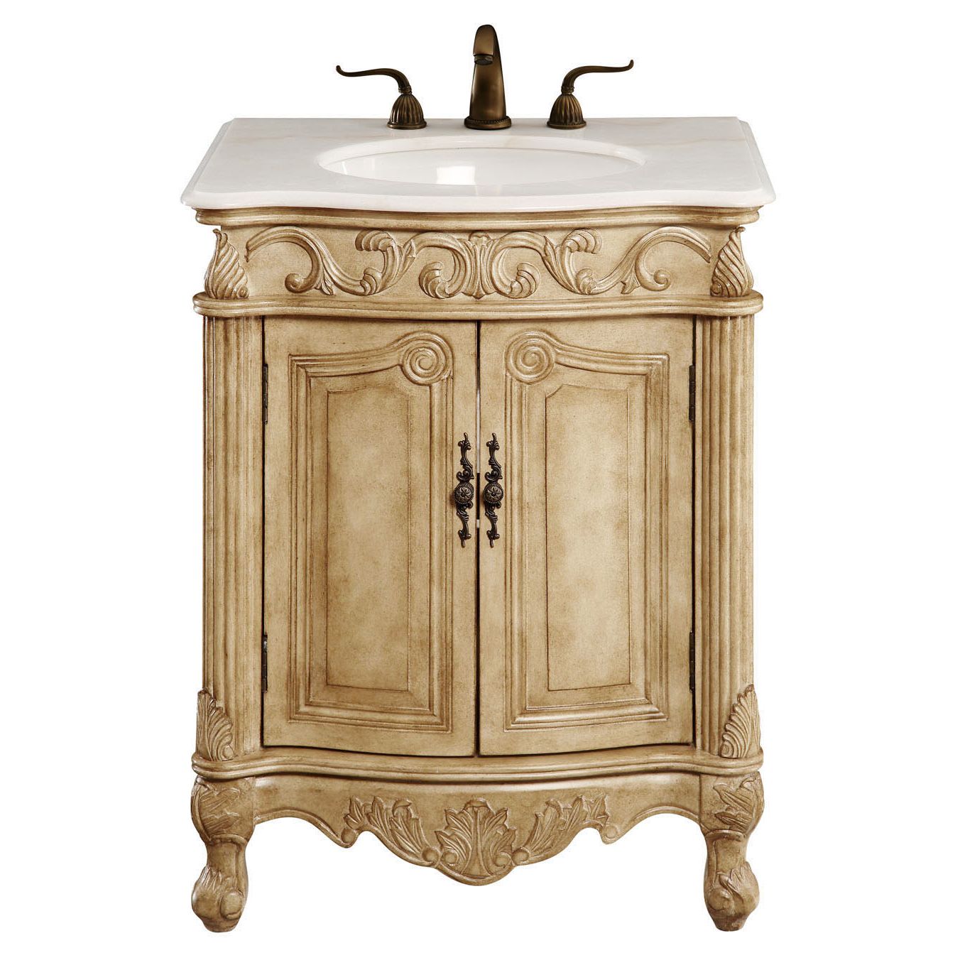 Elegant Decor, VF-1002 27" Single Bathroom Vanity Set in Antique Beige