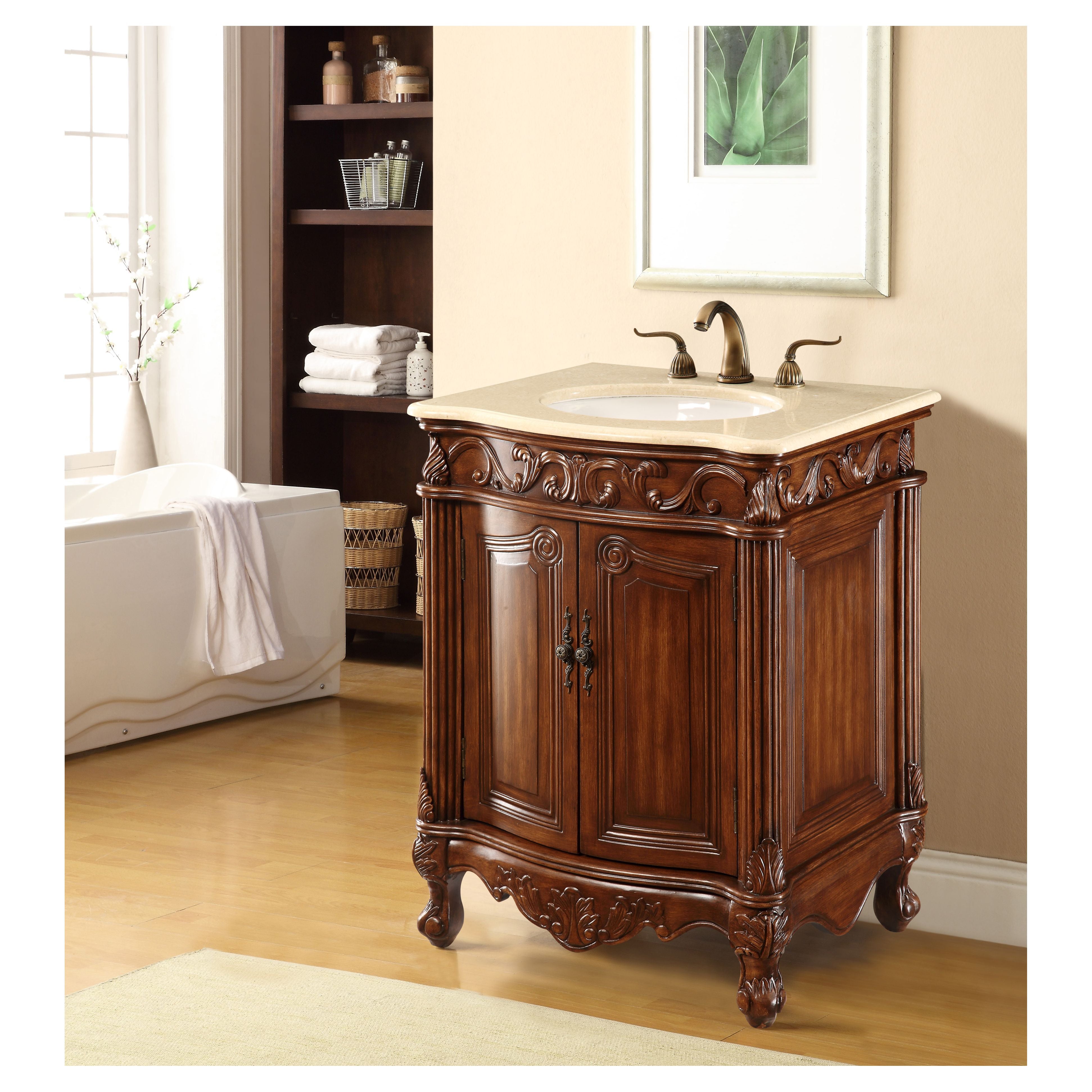 Elegant Decor, VF-1007 27" Single Bathroom Vanity Set in Brown