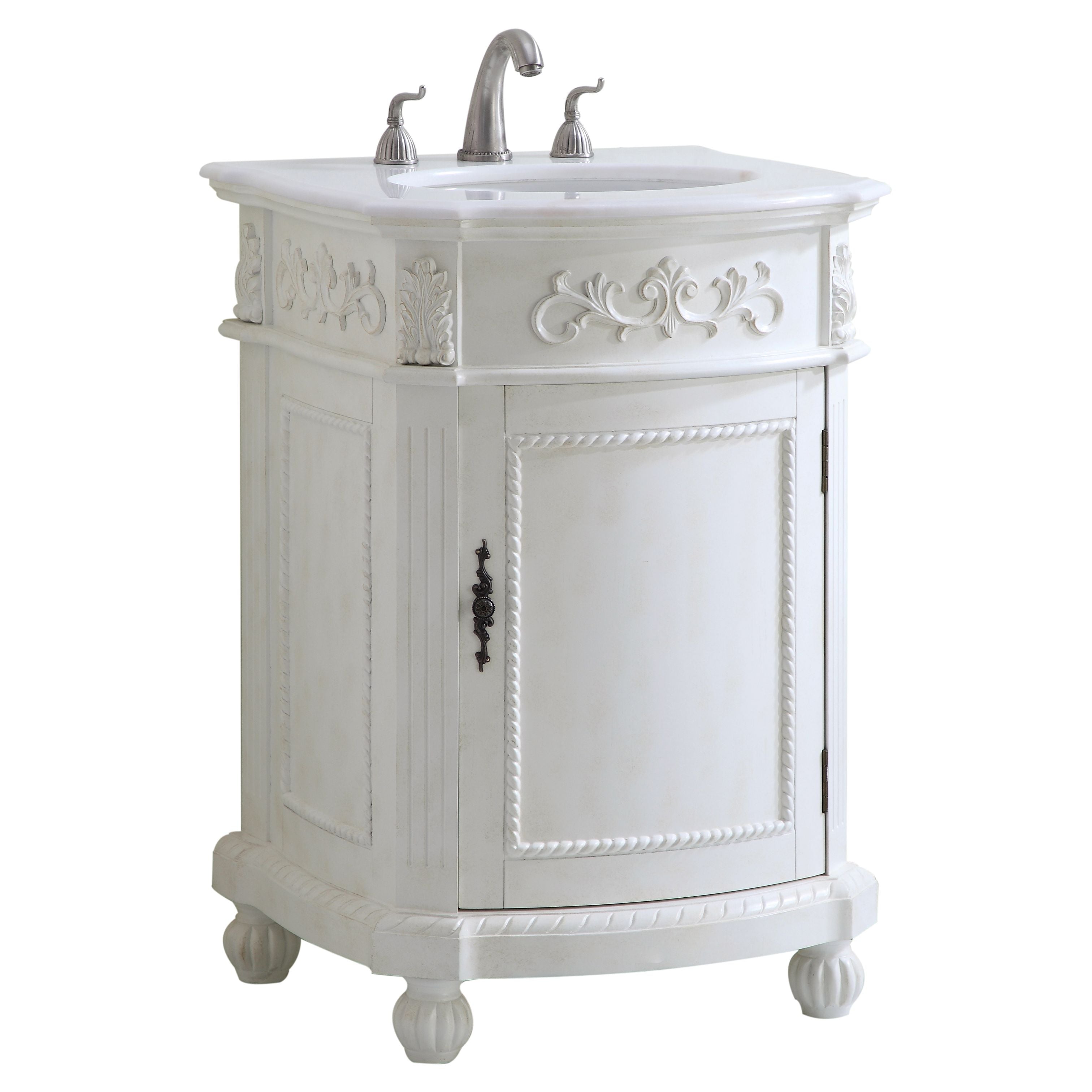 Elegant Decor, VF-1010 24" Single Bathroom Vanity Set in Antique White