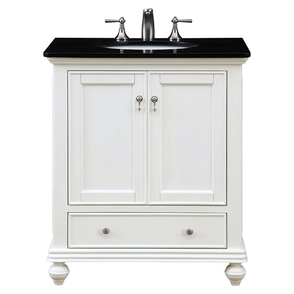 Elegant Decor, VF-1023 30" Single Bathroom Vanity Set in Antique White