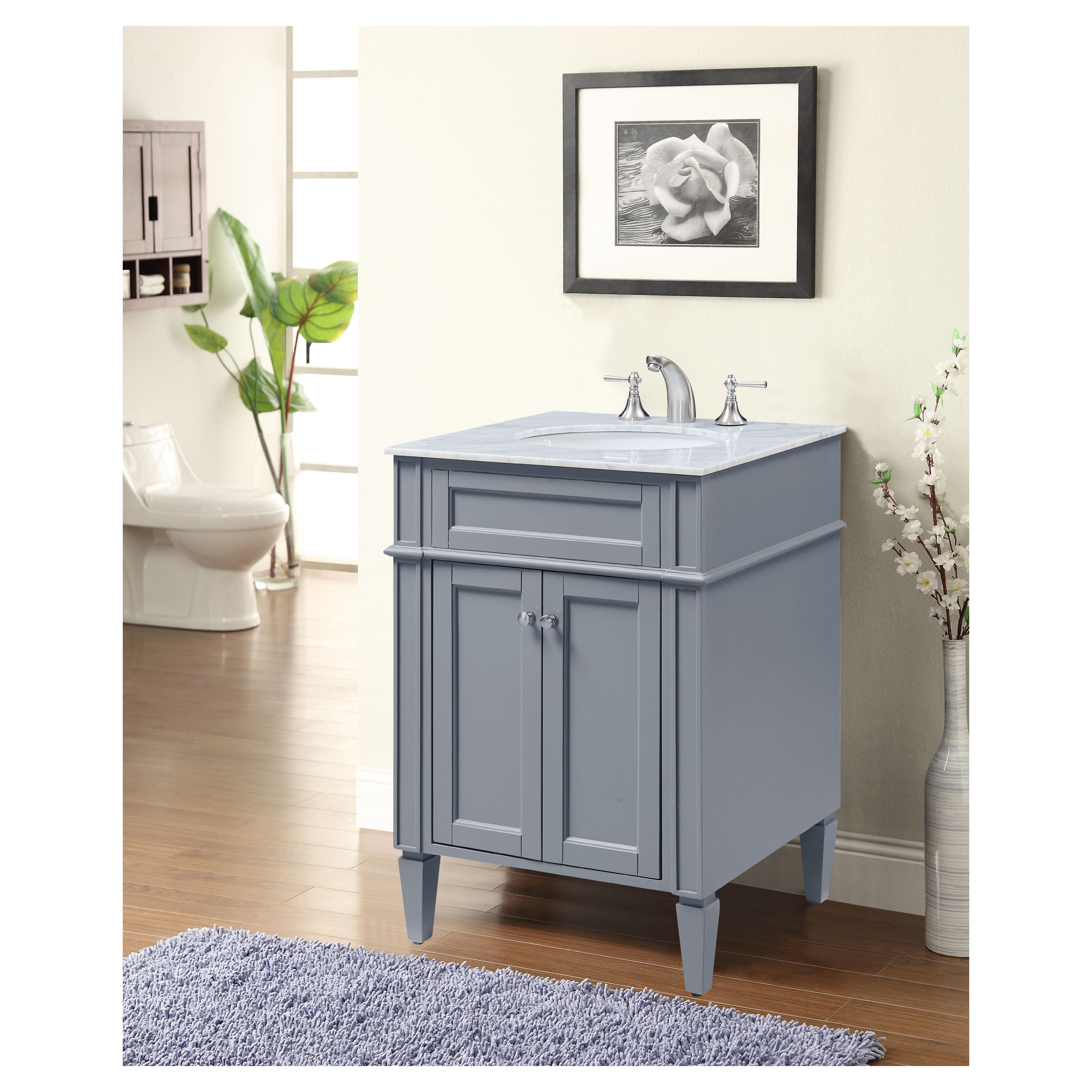 Elegant Decor, VF-1027 24" Single Bathroom Vanity Set in Grey