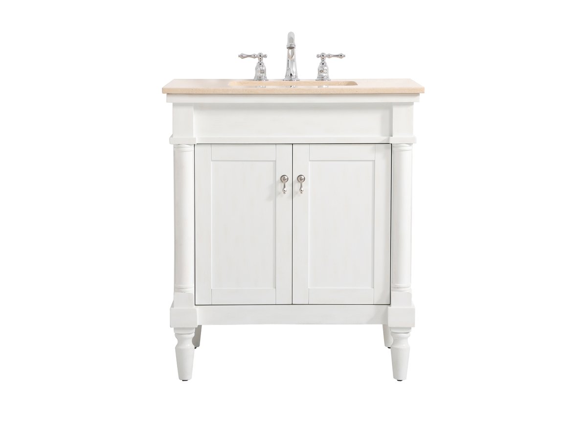 Elegant Decor, VF-1030AW 30" Single Bathroom Vanity in Antique White