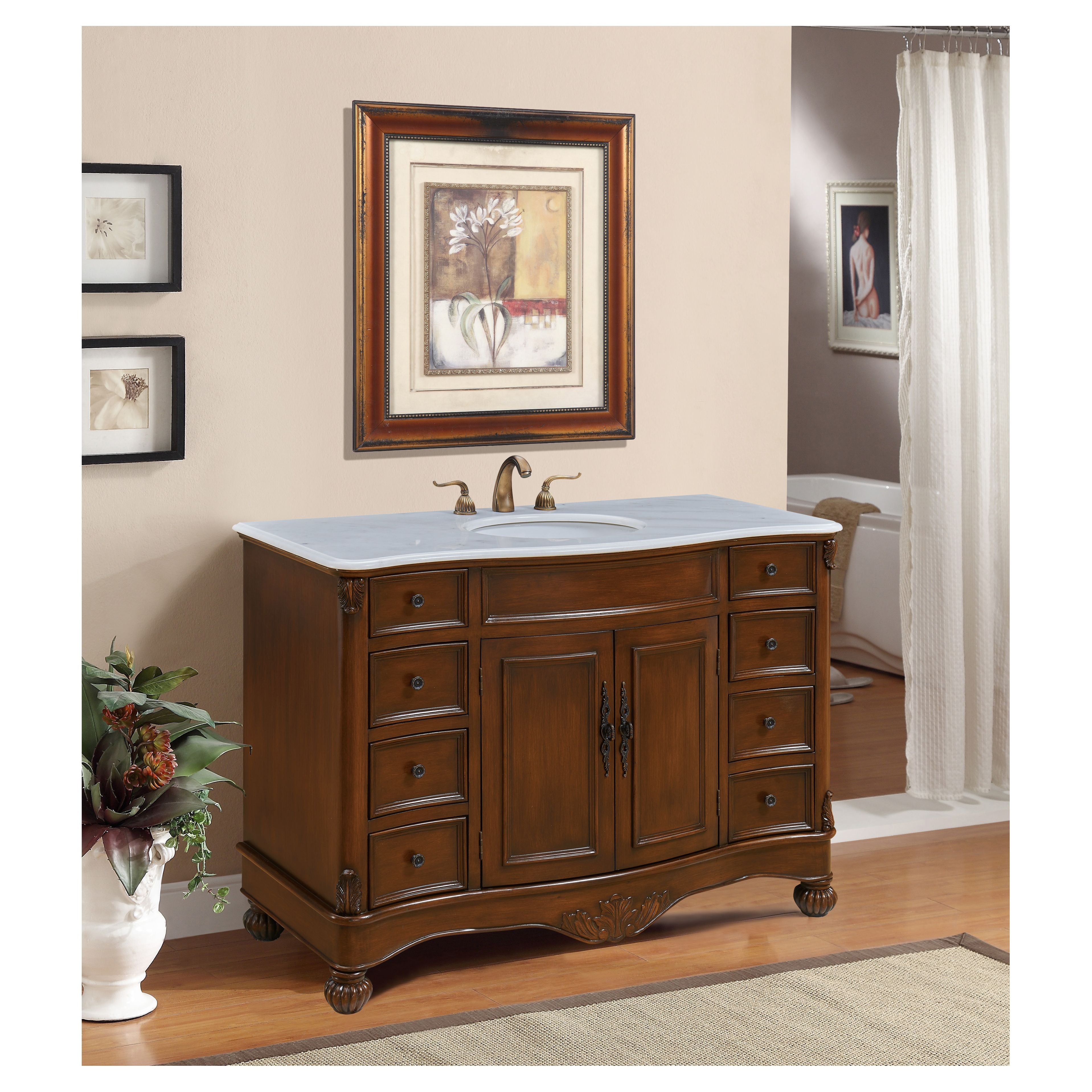 Elegant Decor, VF-1034 48" Single Bathroom Vanity Set in Teak Color