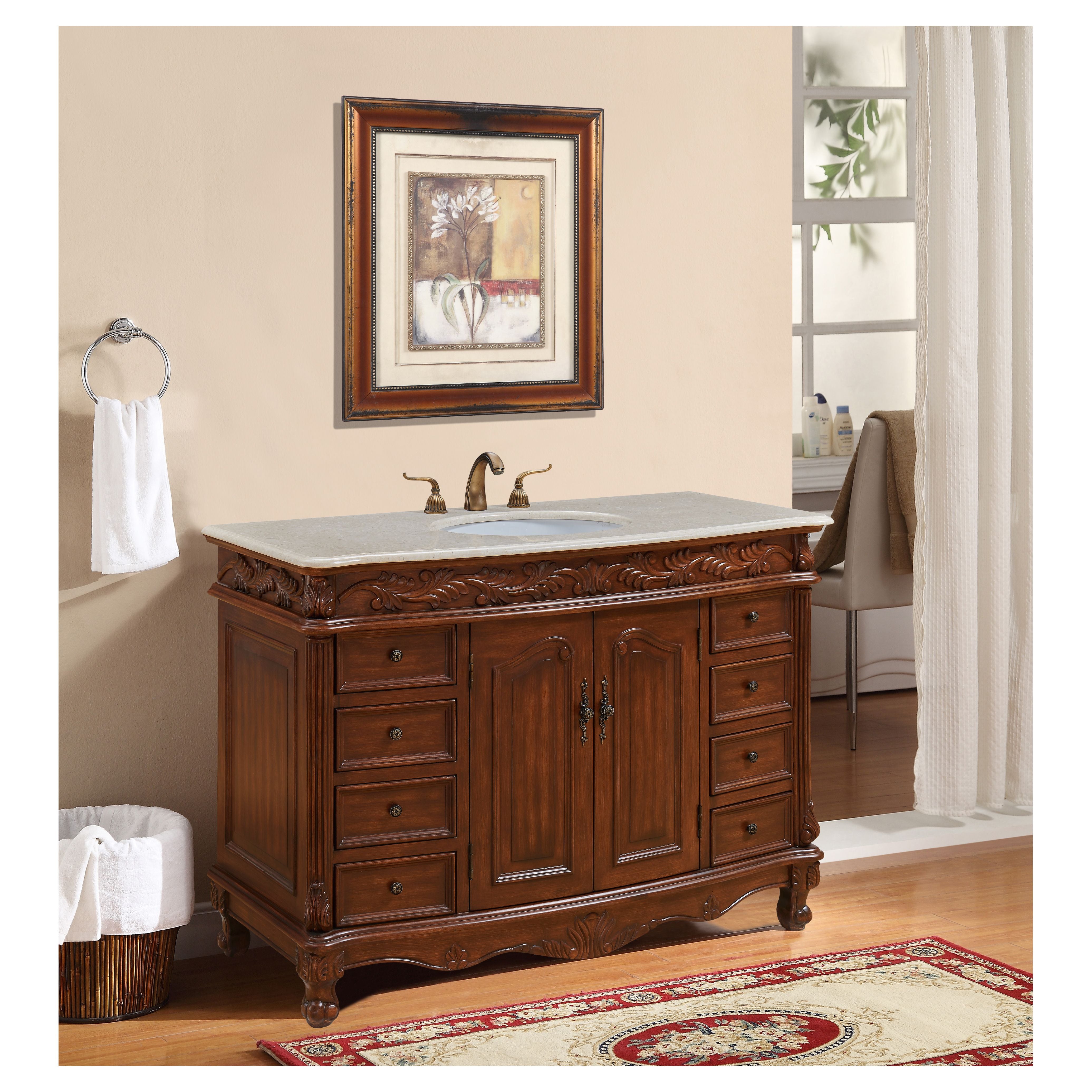 Elegant Decor, VF-1040 48" Single Bathroom Vanity Set in Teak Color