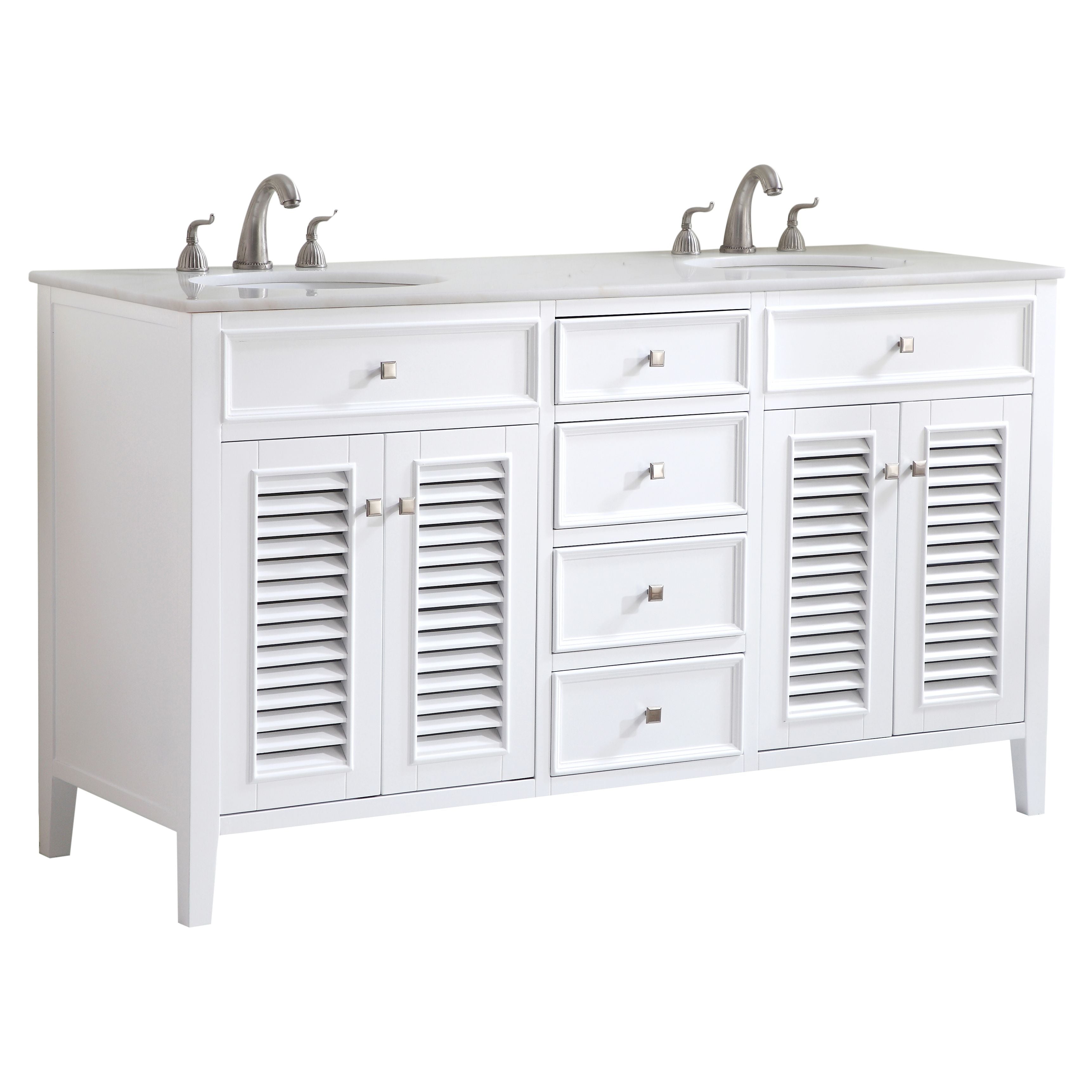 Elegant Decor, VF-1042 60" Double Bathroom Vanity Set in White