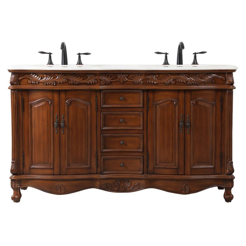 Elegant Decor, VF-1049TK 60" Double Bathroom Vanity in Teak