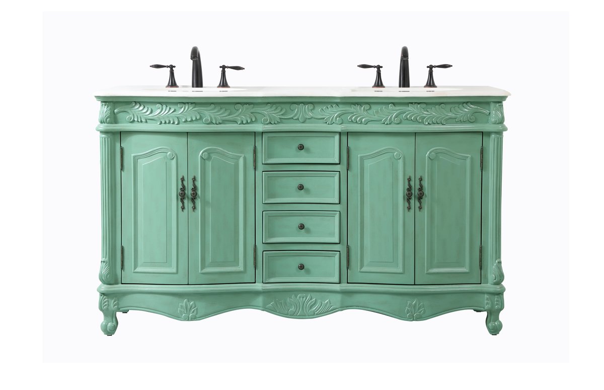 Elegant Decor, VF-1049VM 60" Double Bathroom Vanity in Vintage Mint