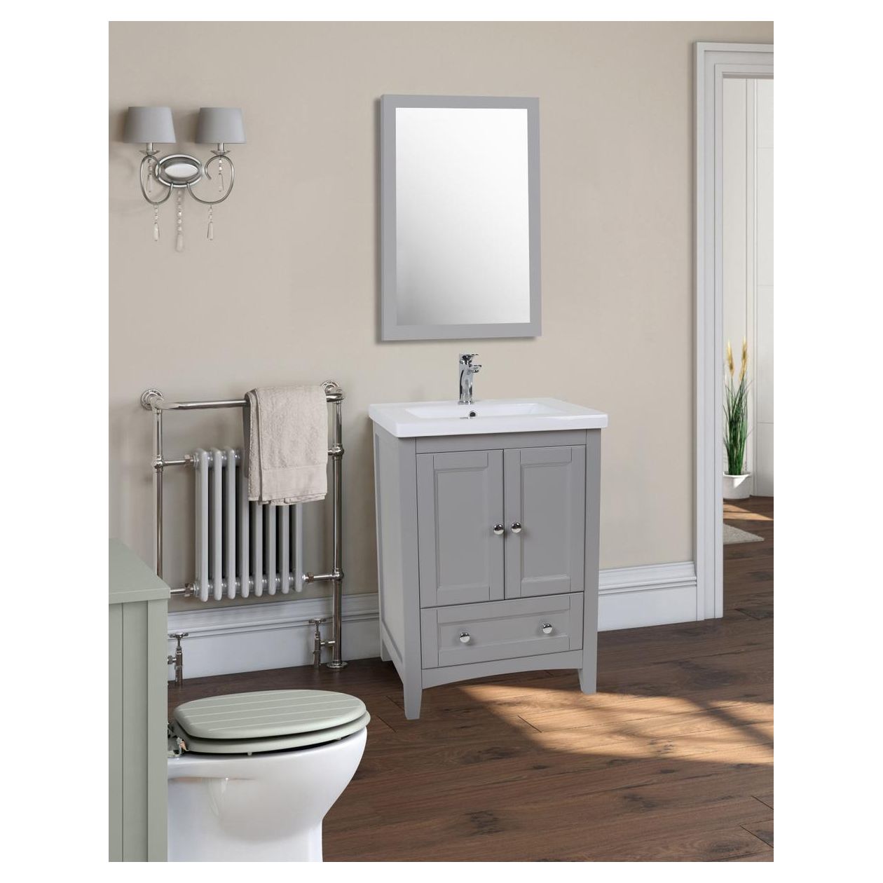 Elegant Decor, VF-2002 24" Single Bathroom Vanity Set in Medium Grey