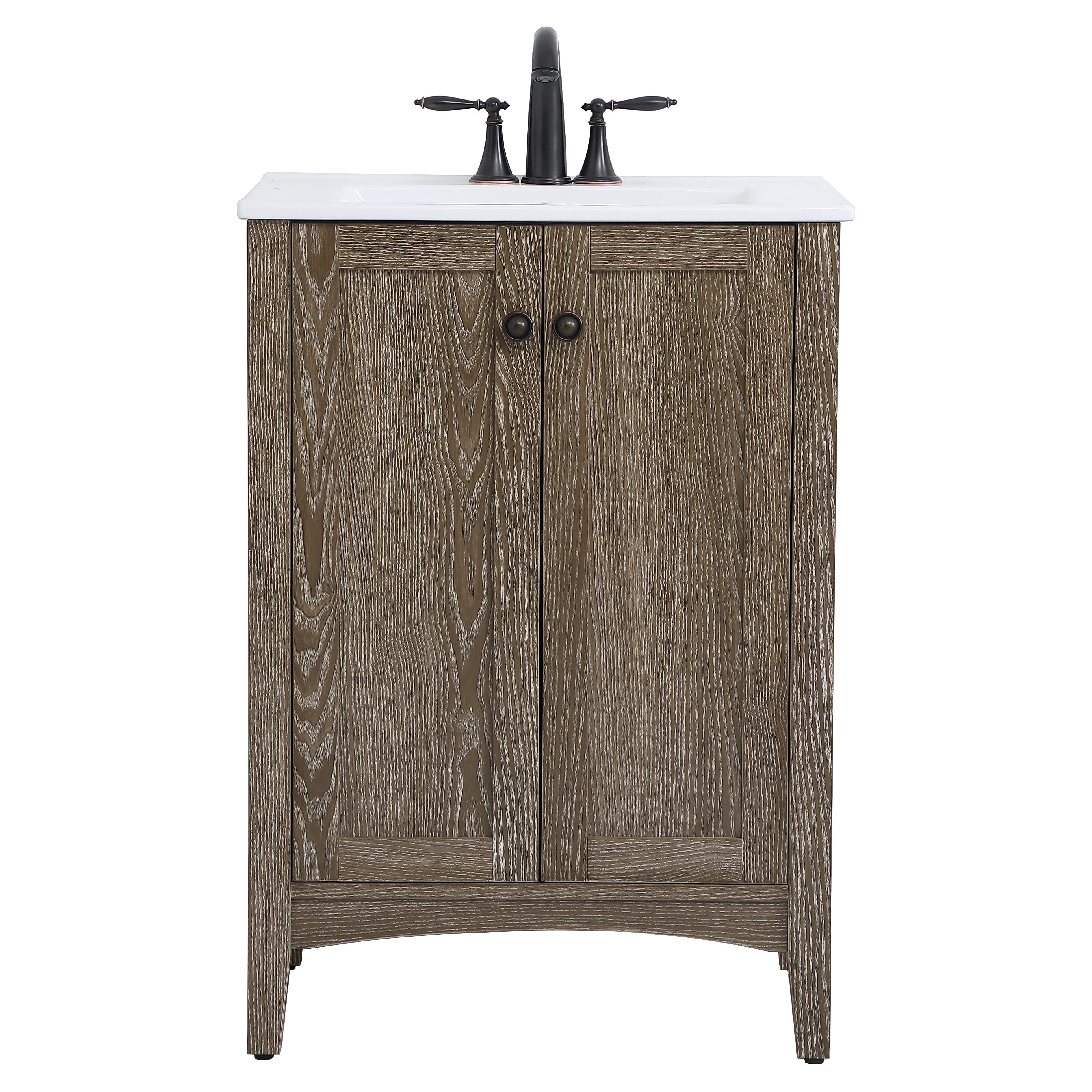 Elegant Decor, VF-2004 24" Single Bathroom Vanity Set in Weathered Oak