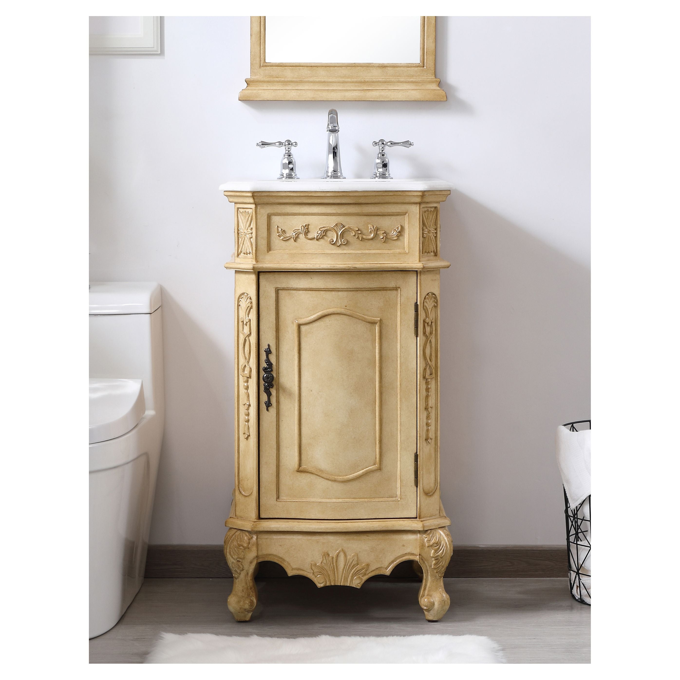 Elegant Decor, VF10119AB 19" Single Bathroom Vanity Set in Antique Beige