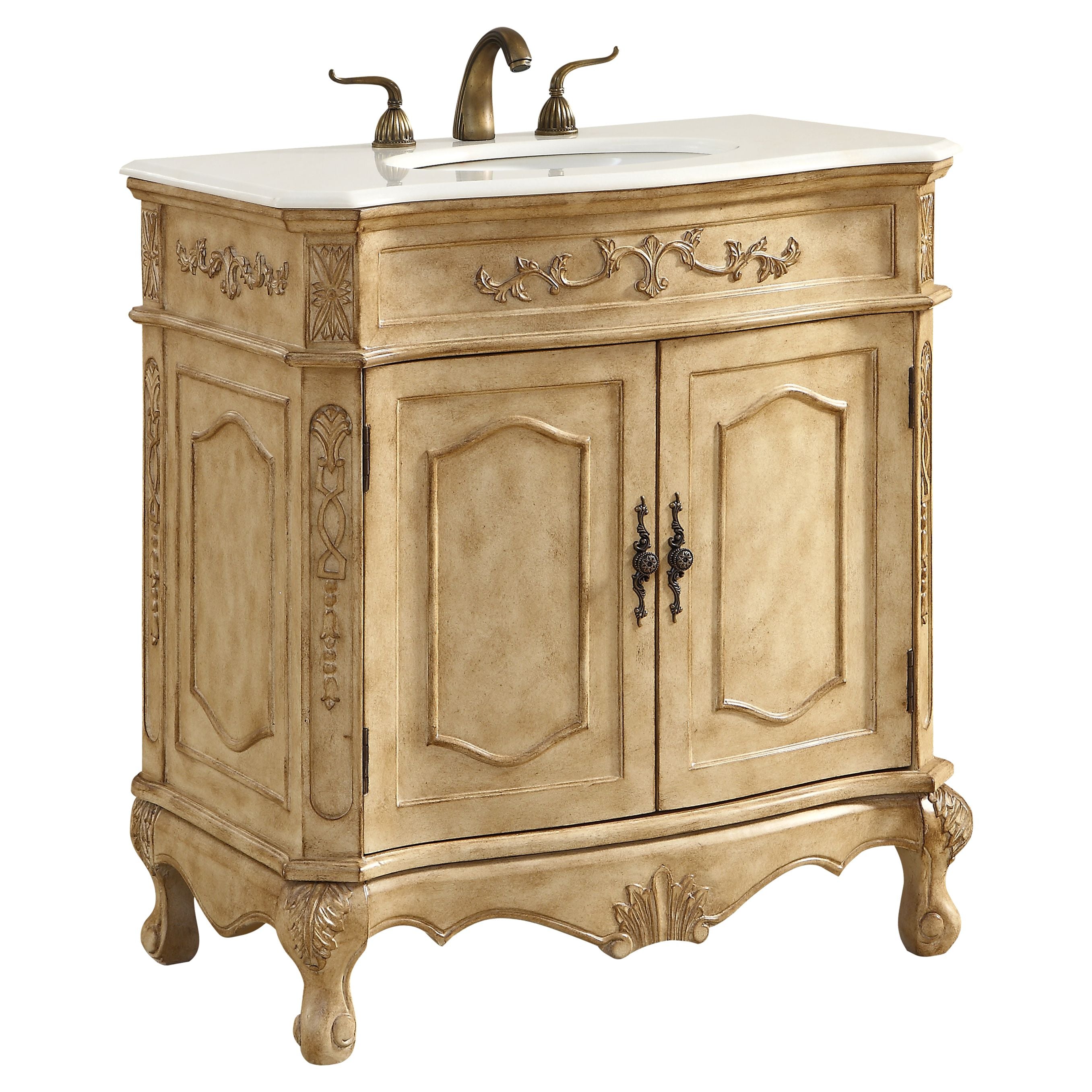 Elegant Decor, VF10132AB 32" Single Bathroom Vanity Set in Antique Beige