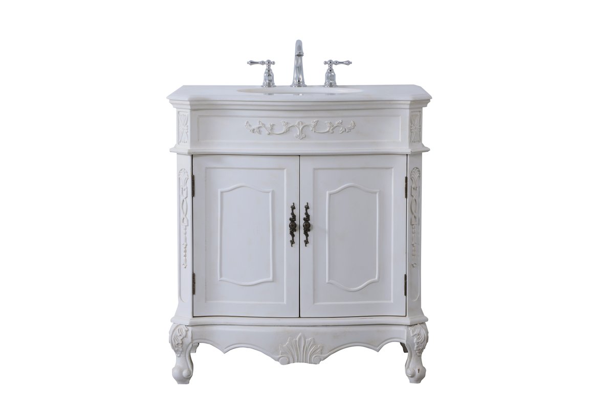 Elegant Decor, VF10132AW 32" Single Bathroom Vanity Set in Antique White