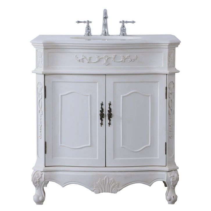 Elegant Decor, VF10132AW 32" Single Bathroom Vanity Set in Antique White